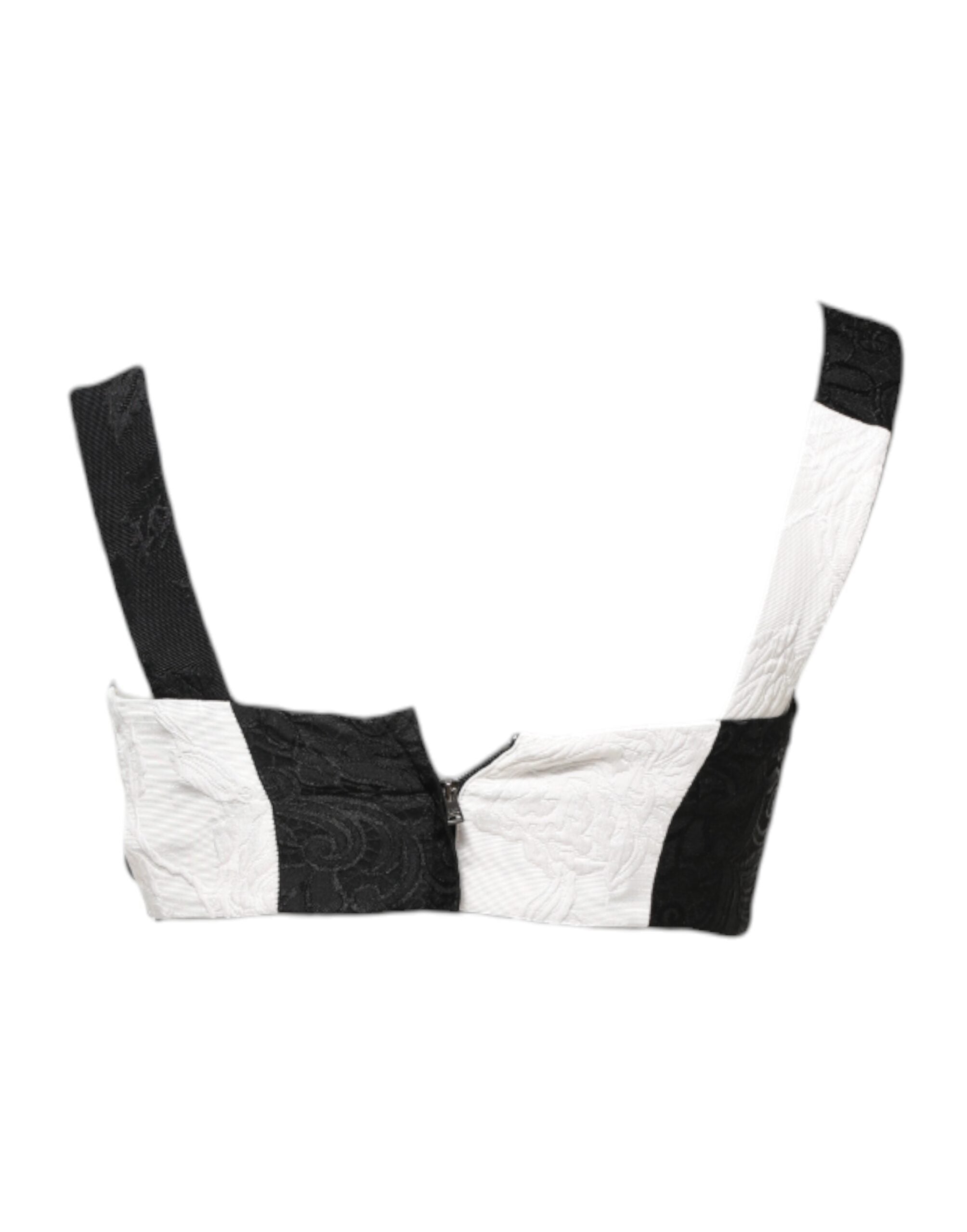 Dolce & Gabbana Black White Cropped Bustier Corset Bra Women's Top (Pre-Owned)