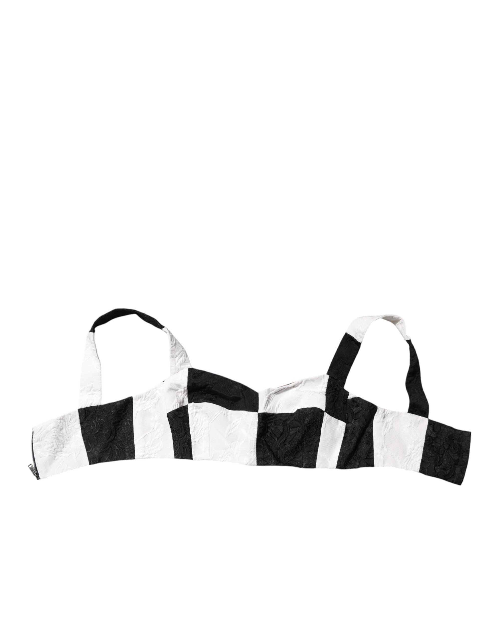 Dolce & Gabbana Black White Cropped Bustier Corset Bra Women's Top (Pre-Owned)