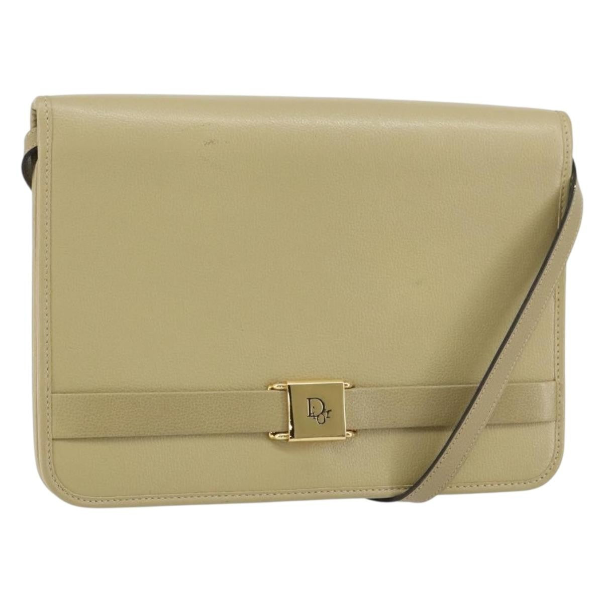 Christian Dior Vintage Leather Beige Leather Shoulder Bag Bag (Pre-Owned)