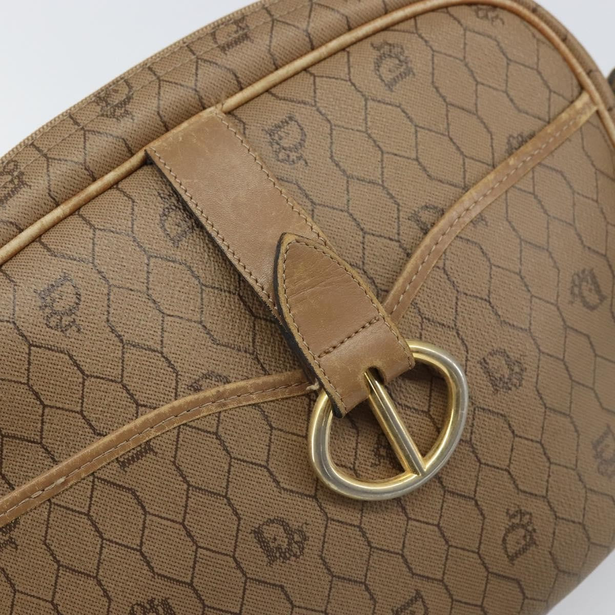 Christian Dior Vintage Honeycomb Canvas And Leather Beige Canvas Shoulder Bag Bag (Pre-Owned)