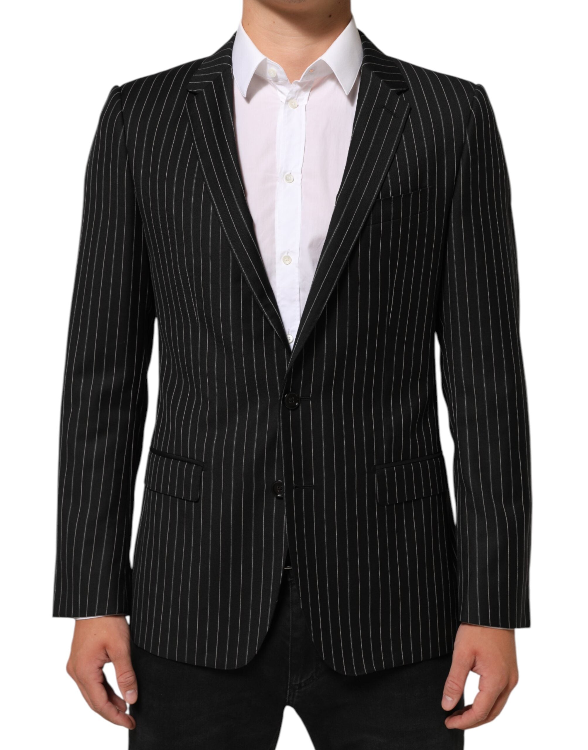 Dolce & Gabbana Dark Gray Stripes MARTINI 1 Button Suit Men's Blazer