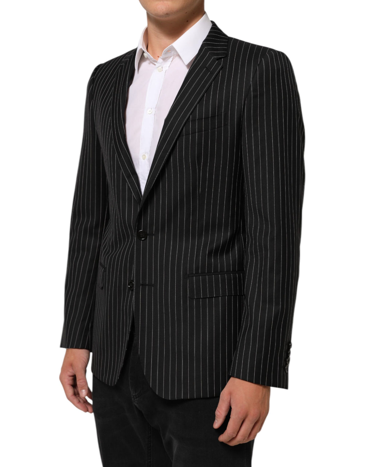 Dolce & Gabbana Dark Gray Stripes MARTINI 1 Button Suit Men's Blazer