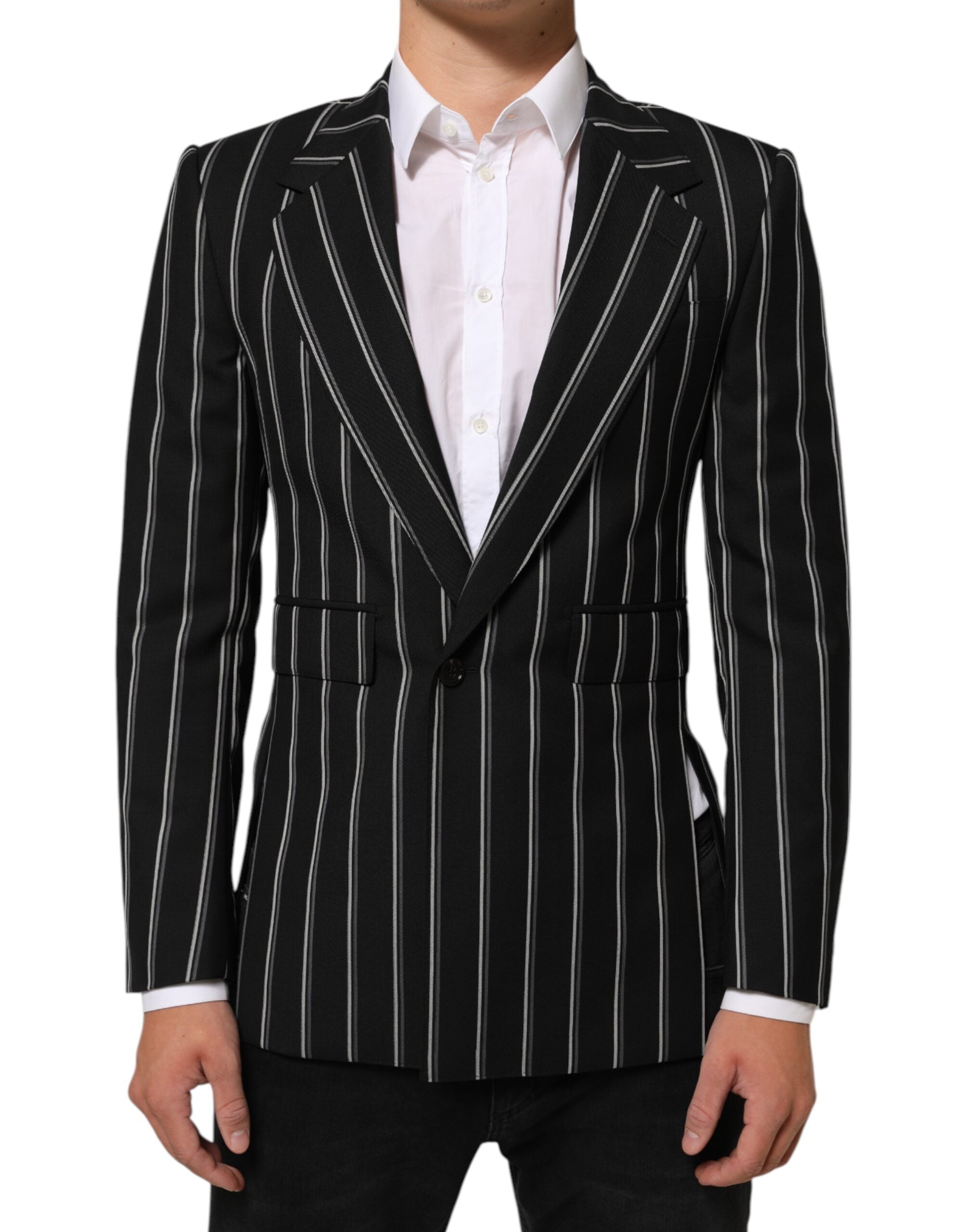 Dolce & Gabbana Dark Gray Stripes SICILIA 1 Button Suit Men's Blazer