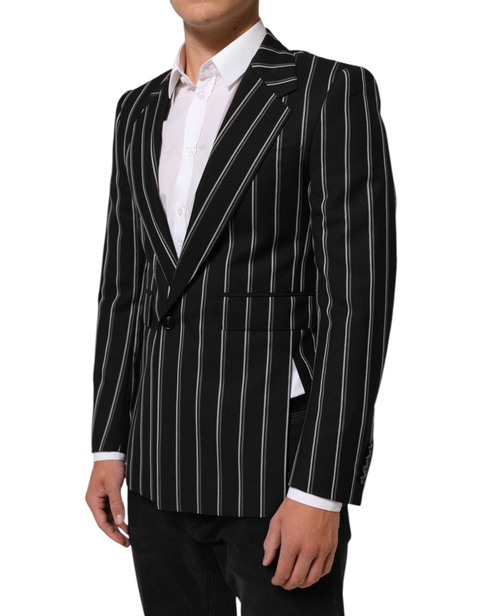 Dolce & Gabbana Dark Gray Stripes SICILIA 1 Button Suit Men's Blazer