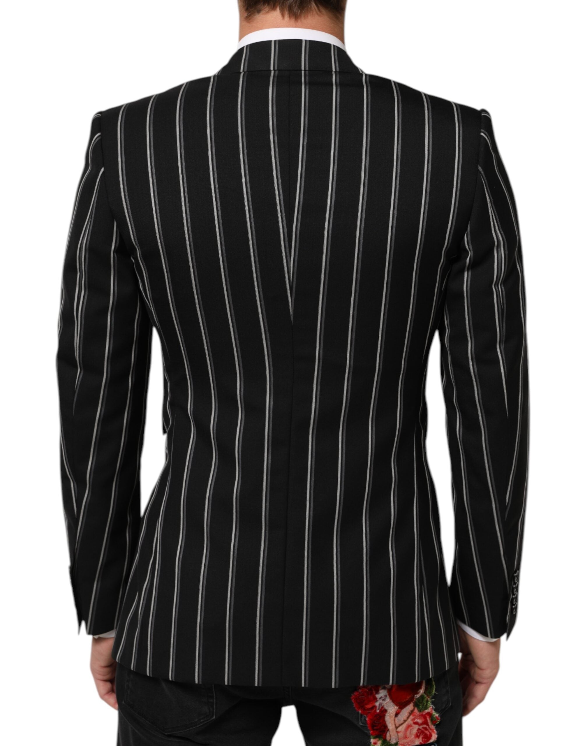 Dolce & Gabbana Dark Gray Stripes SICILIA 1 Button Suit Men's Blazer