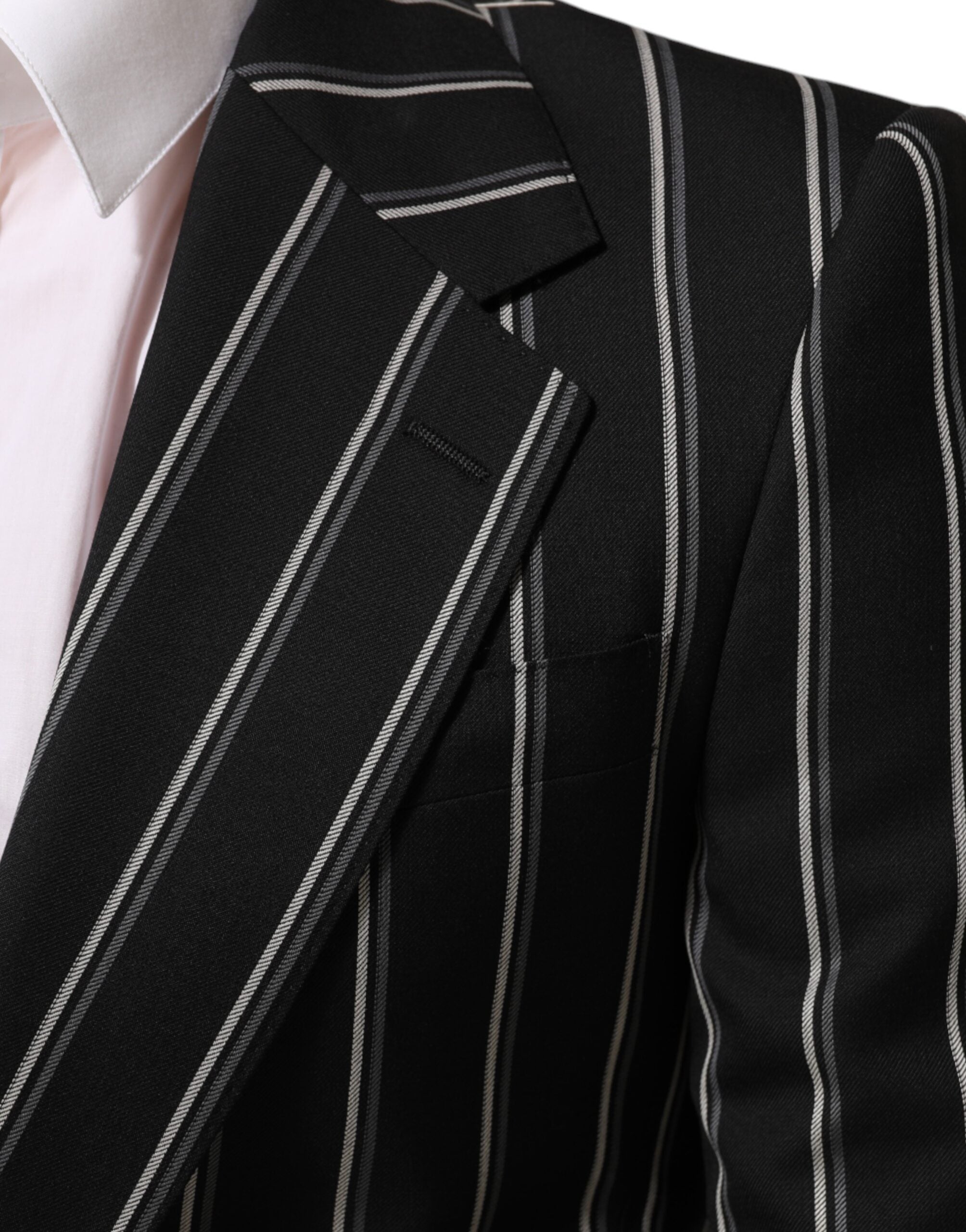 Dolce & Gabbana Dark Gray Stripes SICILIA 1 Button Suit Men's Blazer