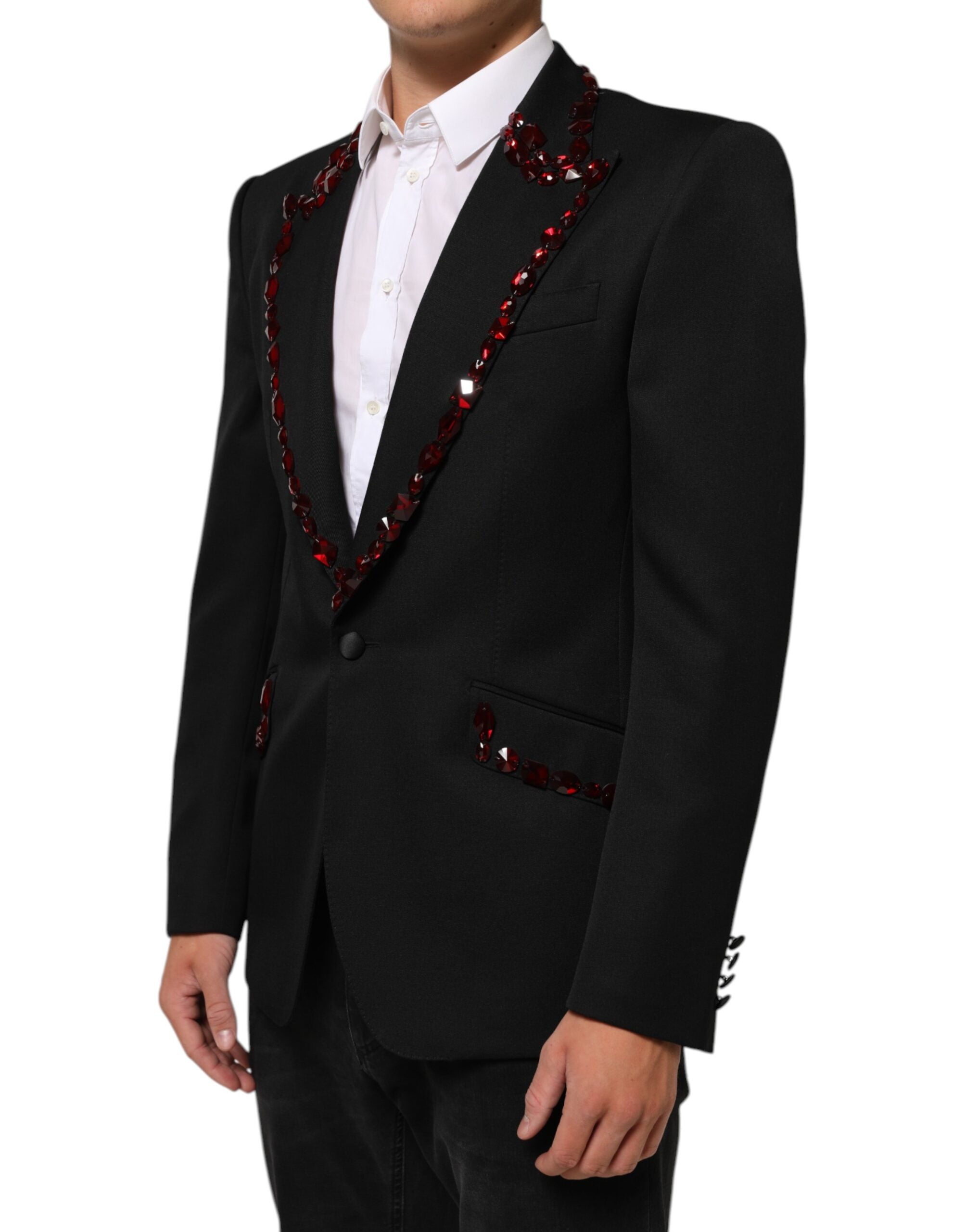 Dolce & Gabbana Black SICILIA Crystal Embellished Men Men's Blazer