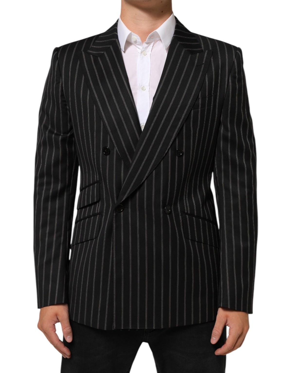 Dolce & Gabbana Dark Gray Stripes SICILIA 1 Button Suit Men's Blazer