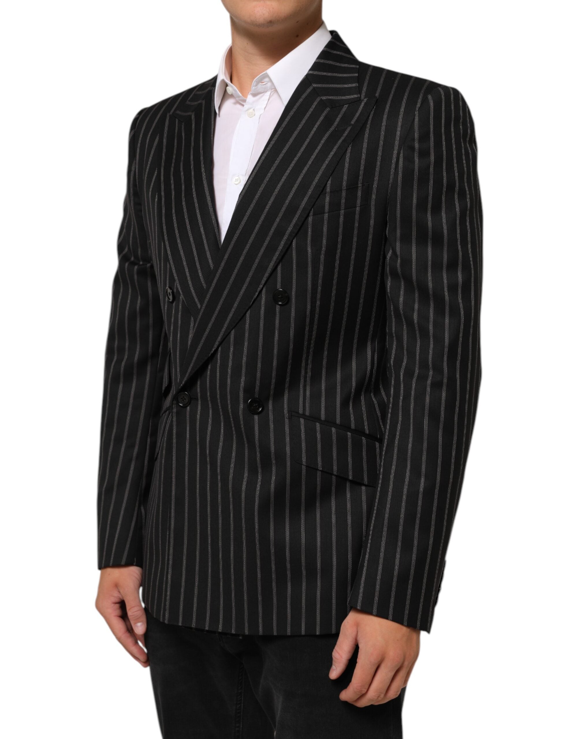 Dolce & Gabbana Dark Gray Stripes SICILIA 1 Button Suit Men's Blazer