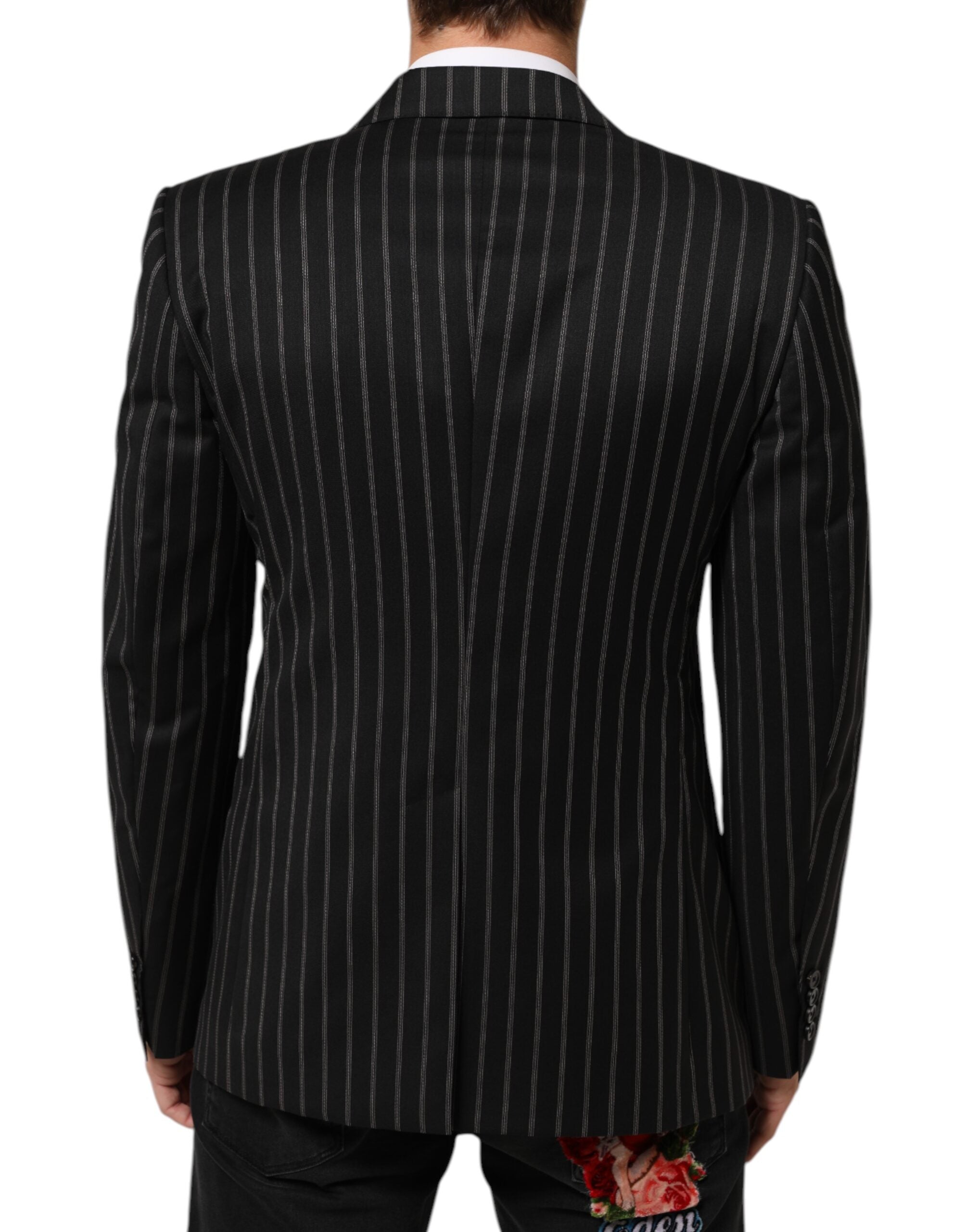 Dolce & Gabbana Dark Gray Stripes SICILIA 1 Button Suit Men's Blazer