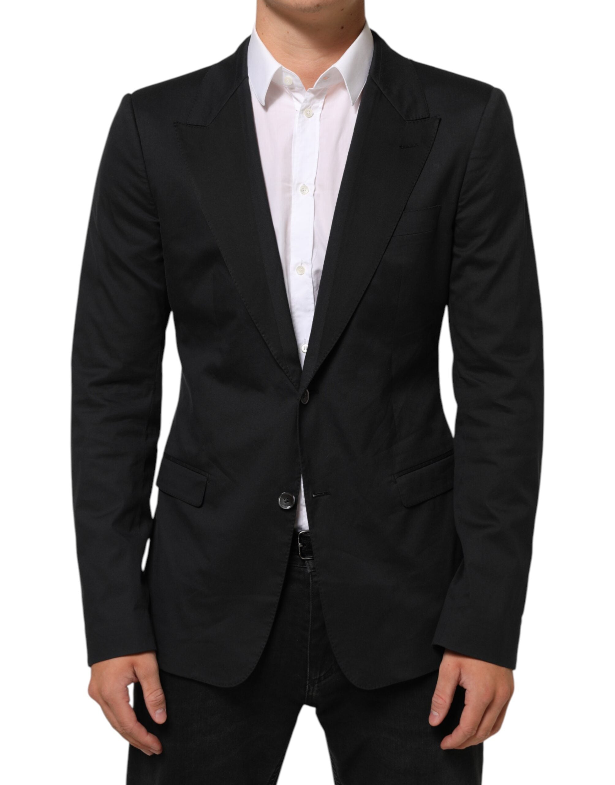 Dolce & Gabbana Black Cotton 2 Buttons Suit Jacket Men's Blazer