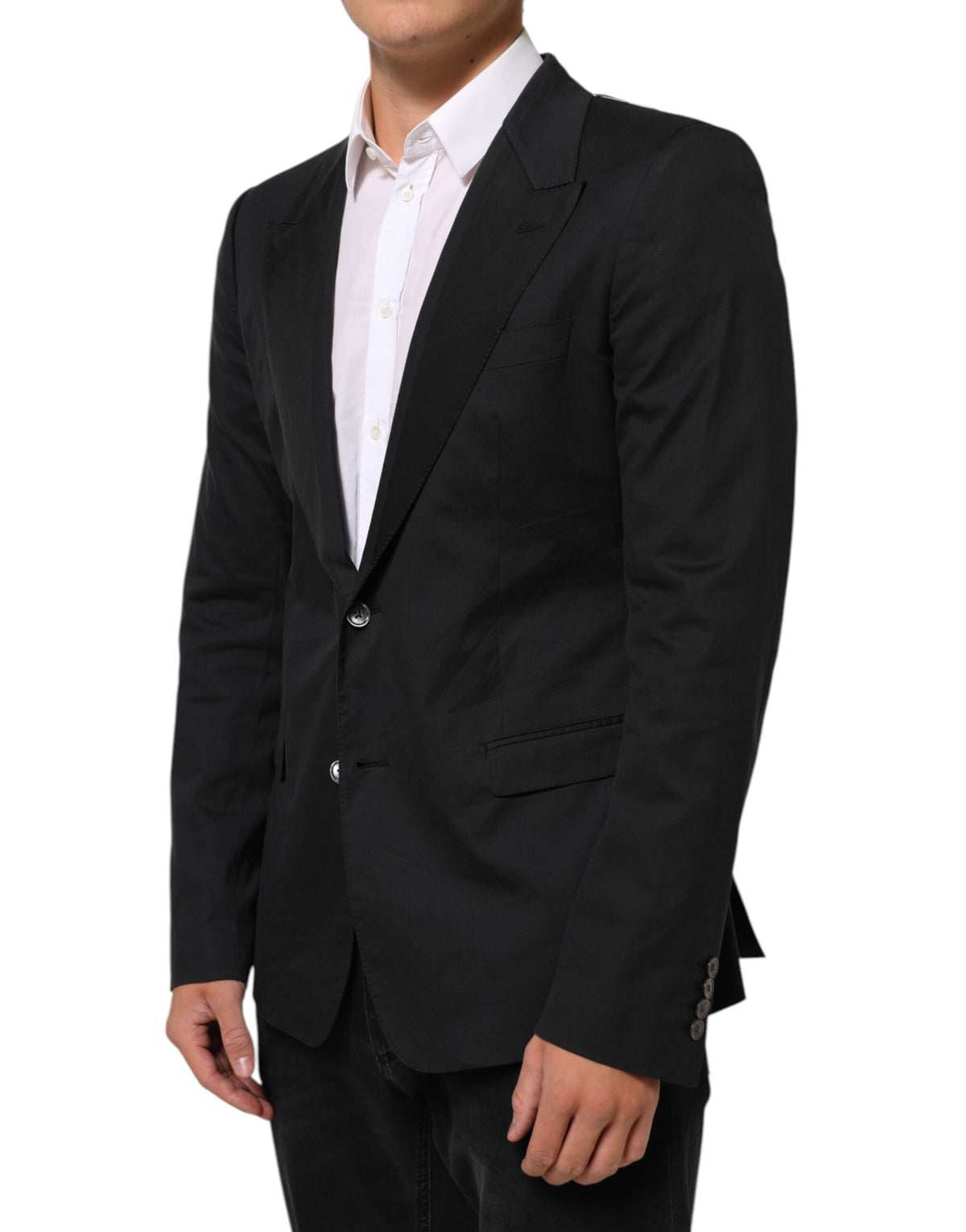 Dolce & Gabbana Black Cotton 2 Buttons Suit Jacket Men's Blazer