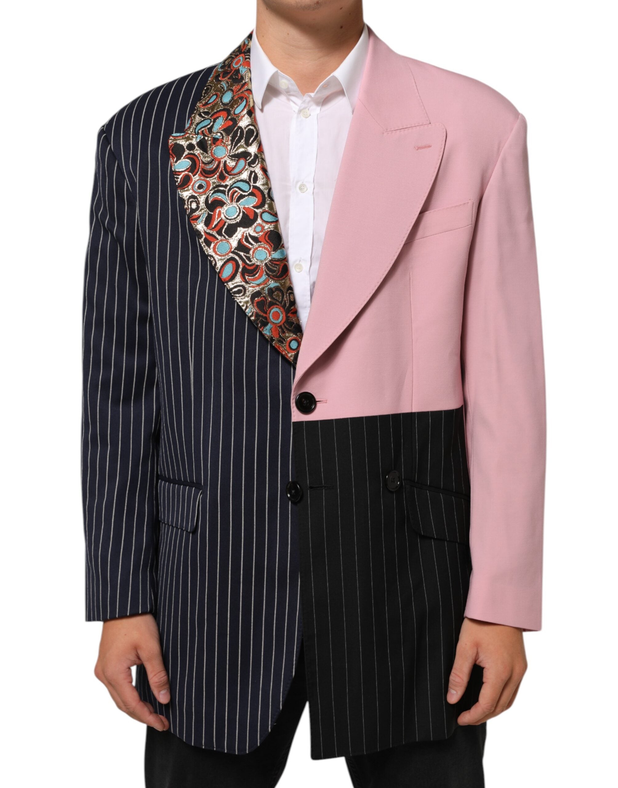 Dolce & Gabbana Multicolor Patchwork Single Breasted Jacket Men's Blazer
