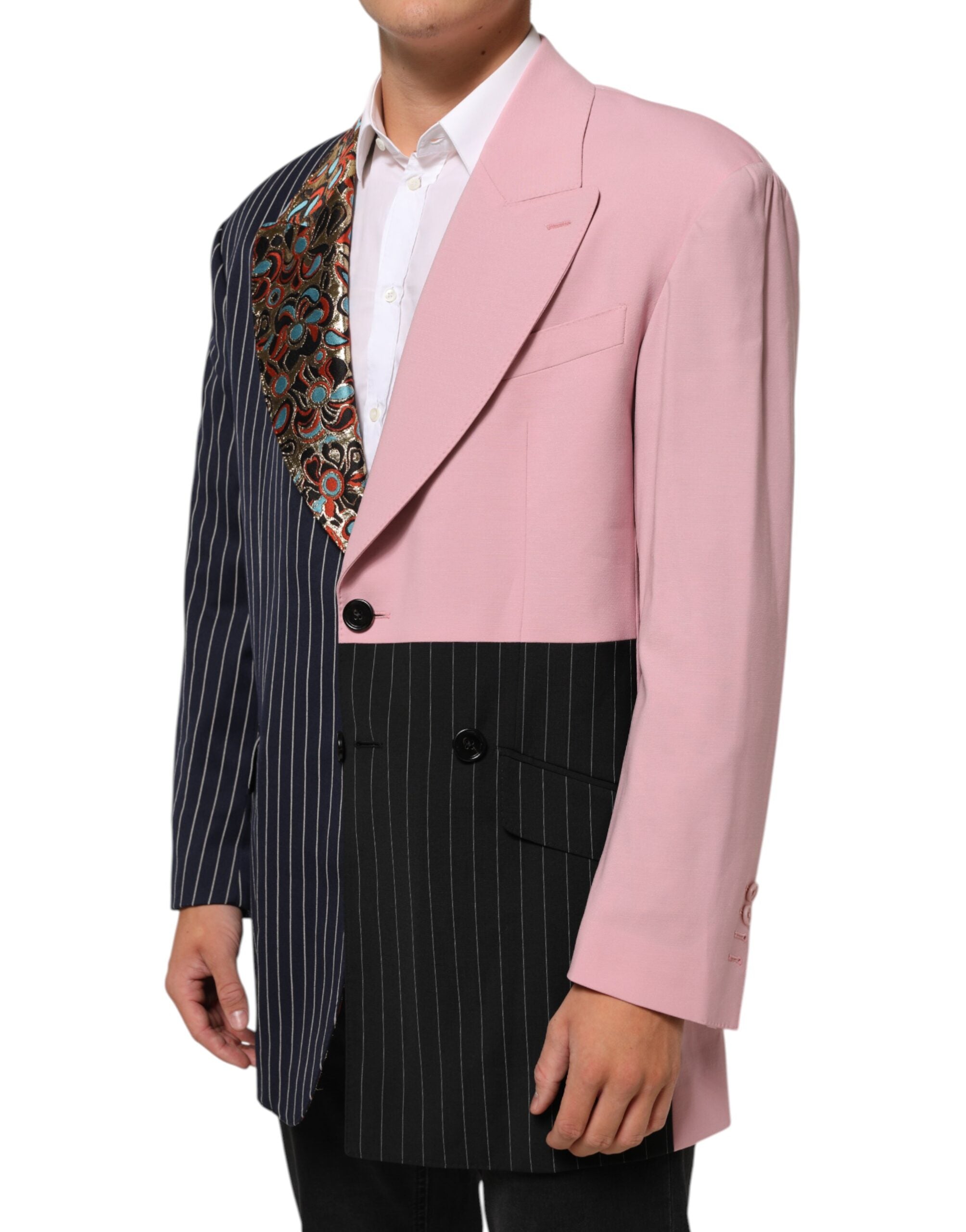 Dolce & Gabbana Multicolor Patchwork Single Breasted Jacket Men's Blazer