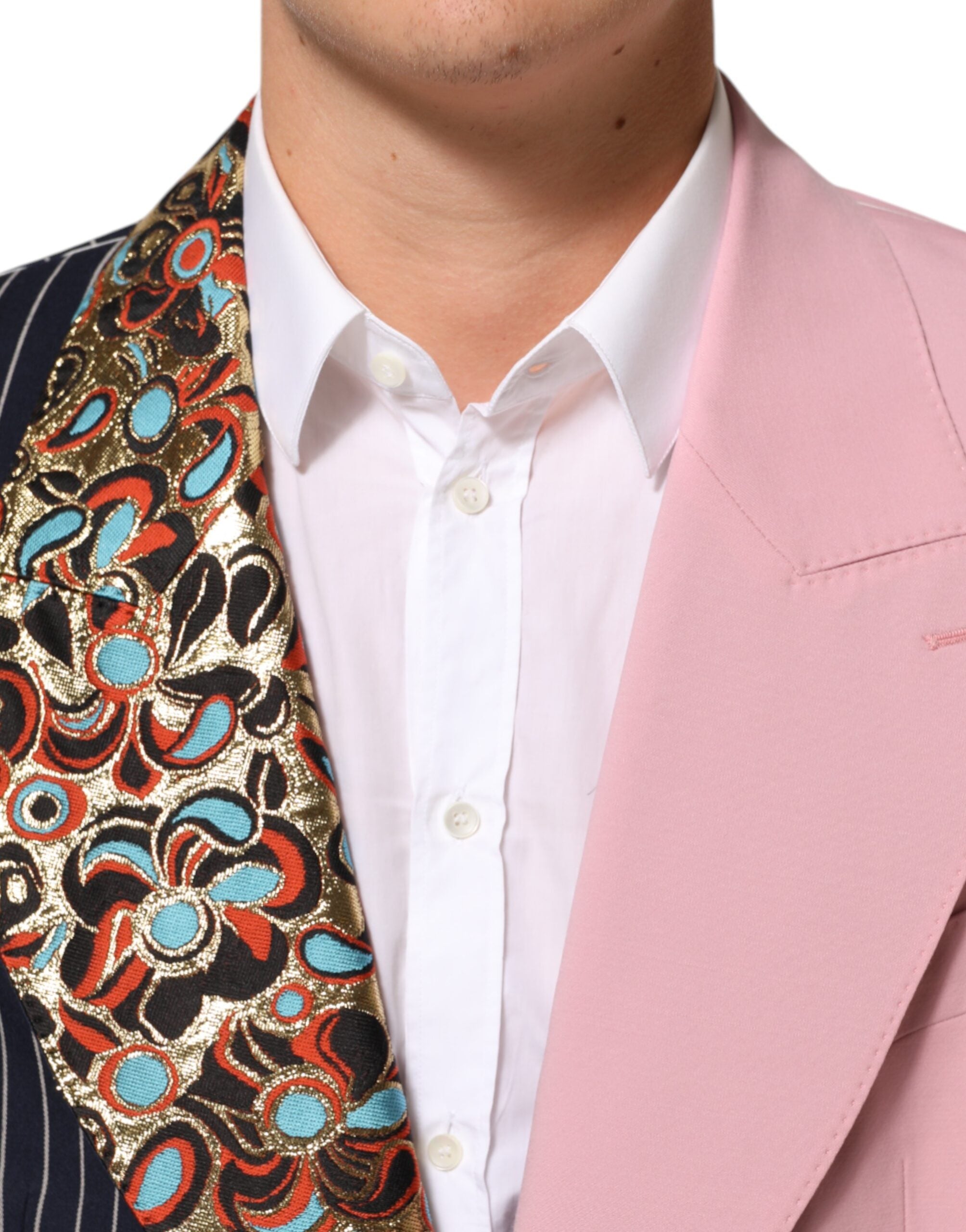 Dolce & Gabbana Multicolor Patchwork Single Breasted Jacket Men's Blazer