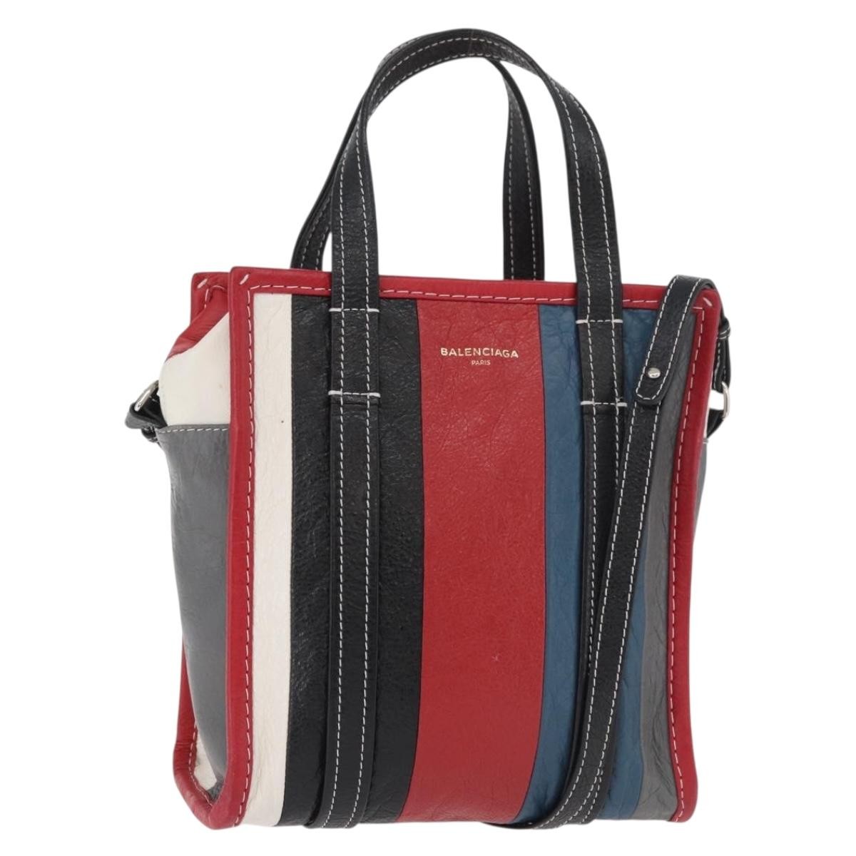 Balenciaga Bazar Convertible Tote Striped Leather Multicolour Leather Handbag (Pre-Owned)