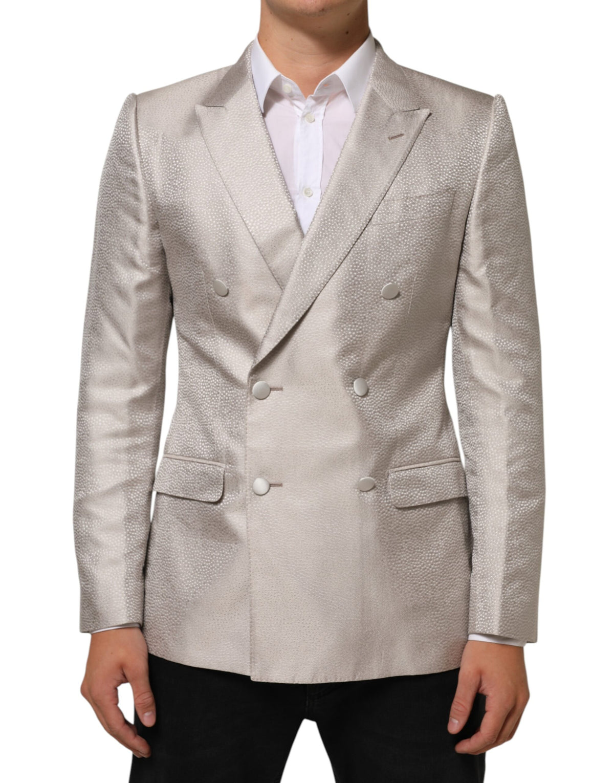 Dolce & Gabbana Beige MARTINI Double-Breasted Suit Men's Blazer