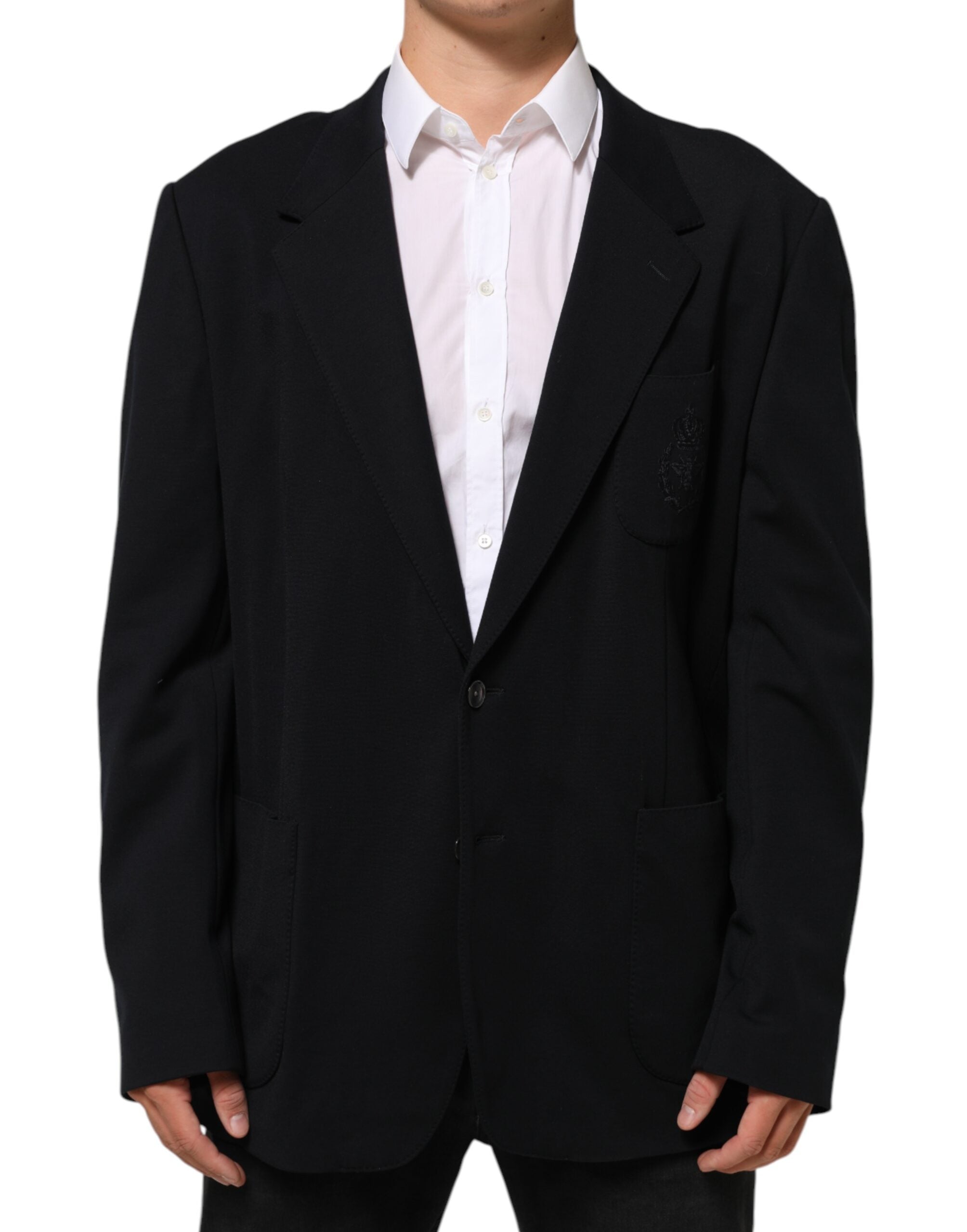 Dolce & Gabbana Dark Blue Viscose 2 Buttons Suit Jacket Women's Blazer