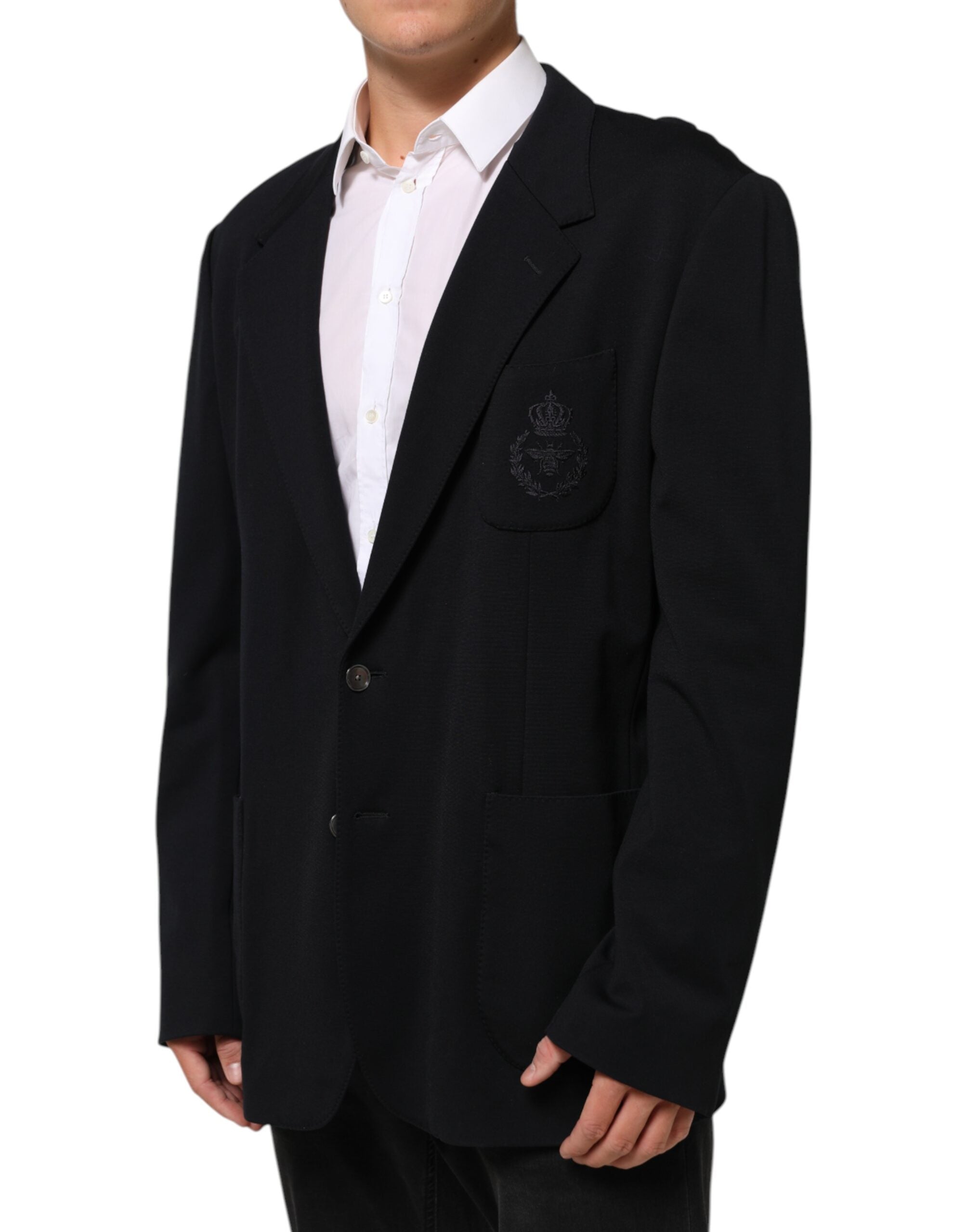 Dolce & Gabbana Dark Blue Viscose 2 Buttons Suit Jacket Women's Blazer