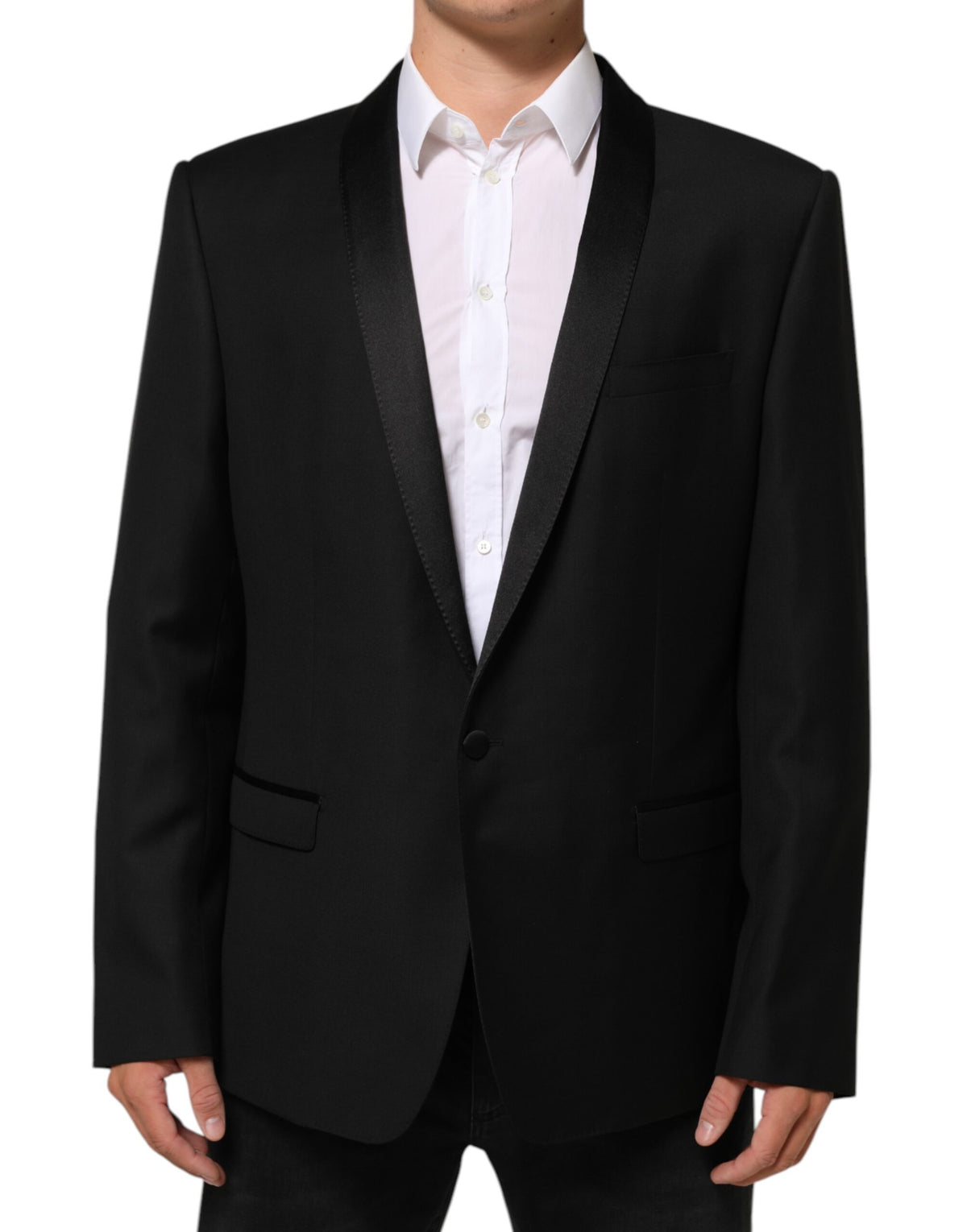 Dolce & Gabbana Black Wool GOLD 1 Button Men Suit Men's Blazer