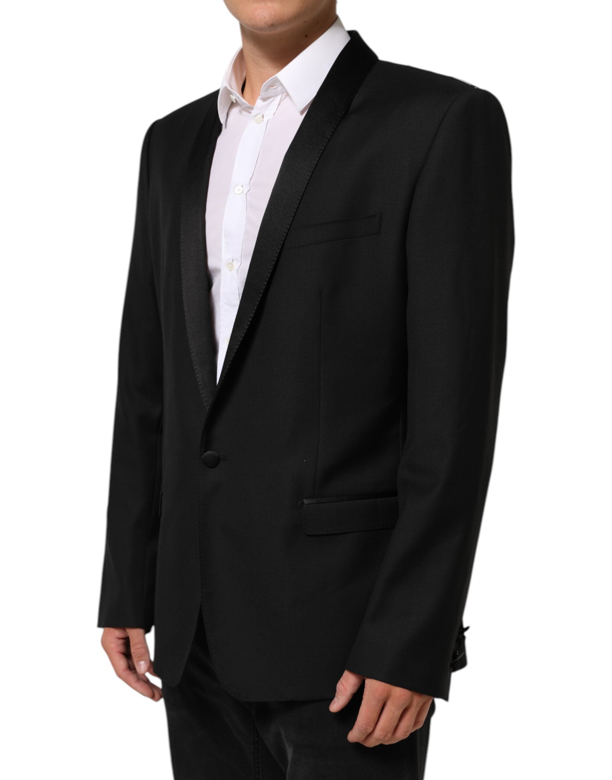Dolce & Gabbana Black Wool GOLD 1 Button Men Suit Men's Blazer