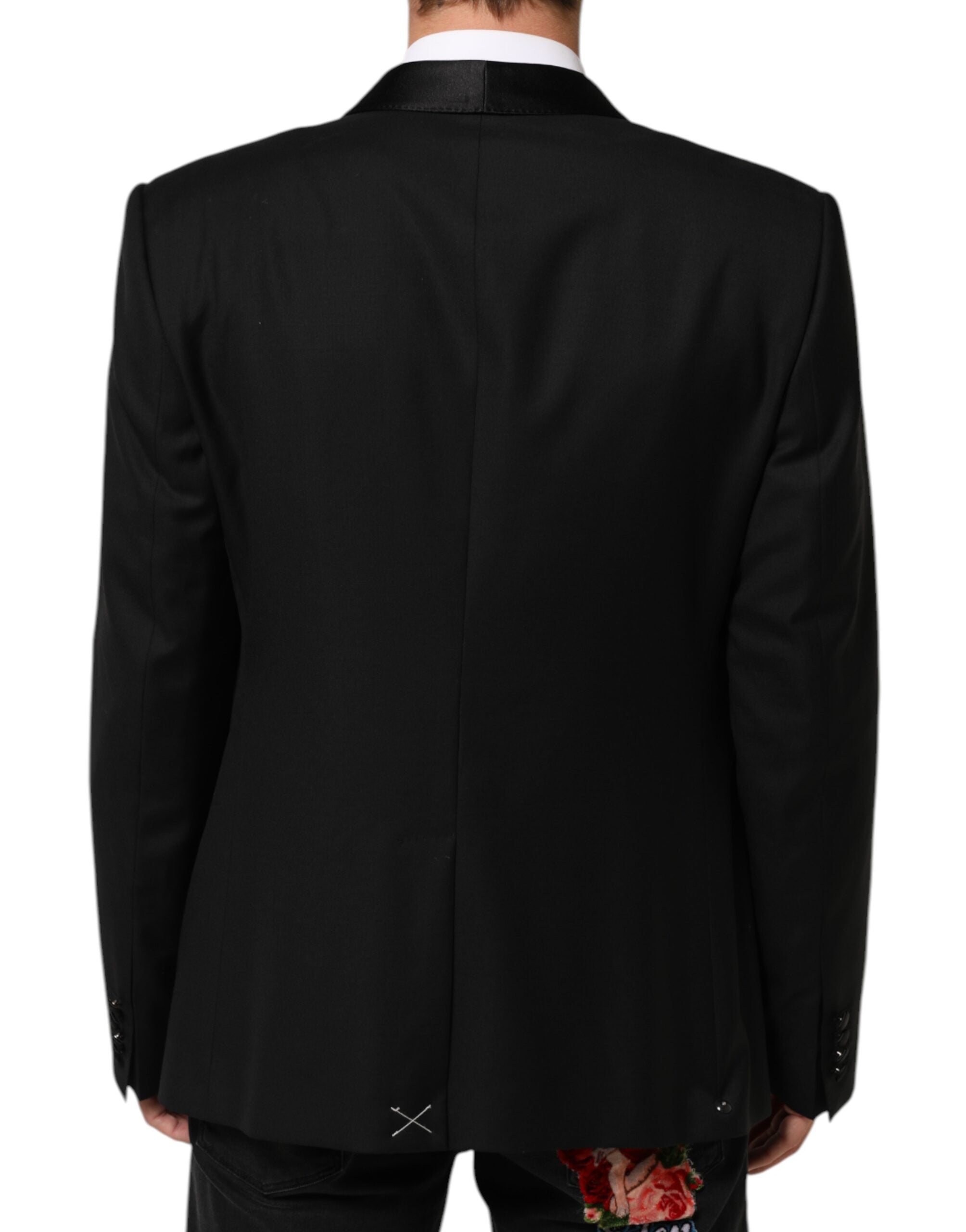 Dolce & Gabbana Black Wool GOLD 1 Button Men Suit Men's Blazer