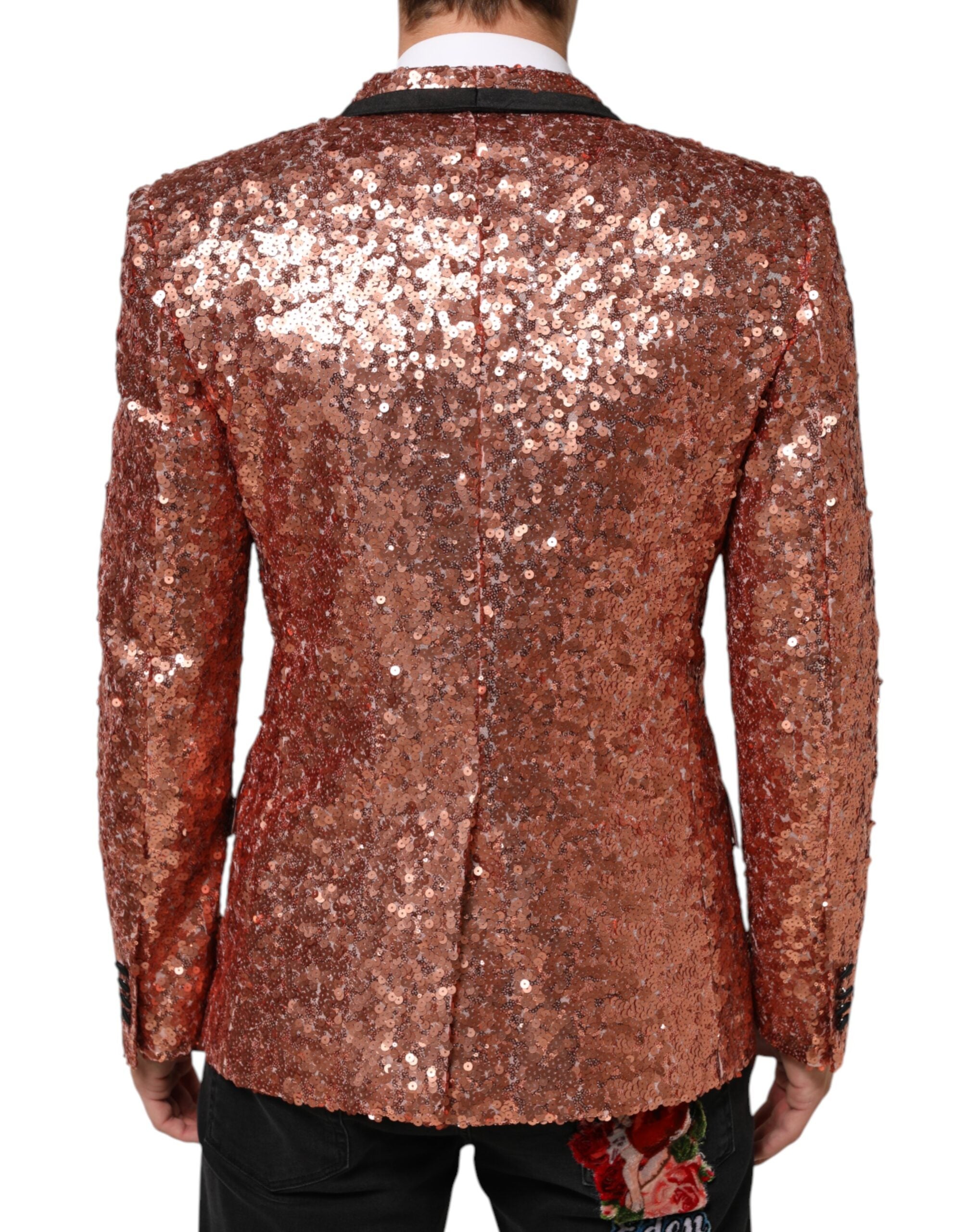 Dolce & Gabbana Pink Sequin SICILIA 1 Button Men Suit Men's Blazer