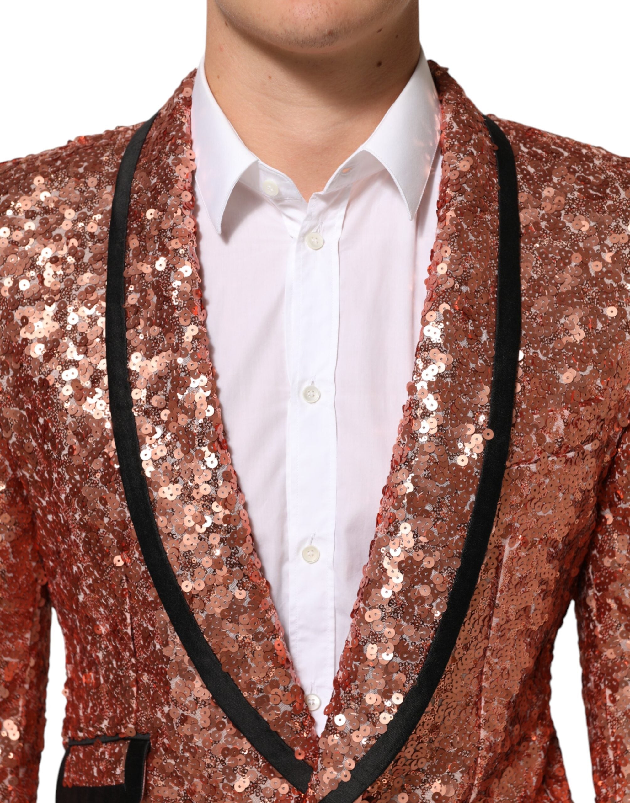 Dolce & Gabbana Pink Sequin SICILIA 1 Button Men Suit Men's Blazer