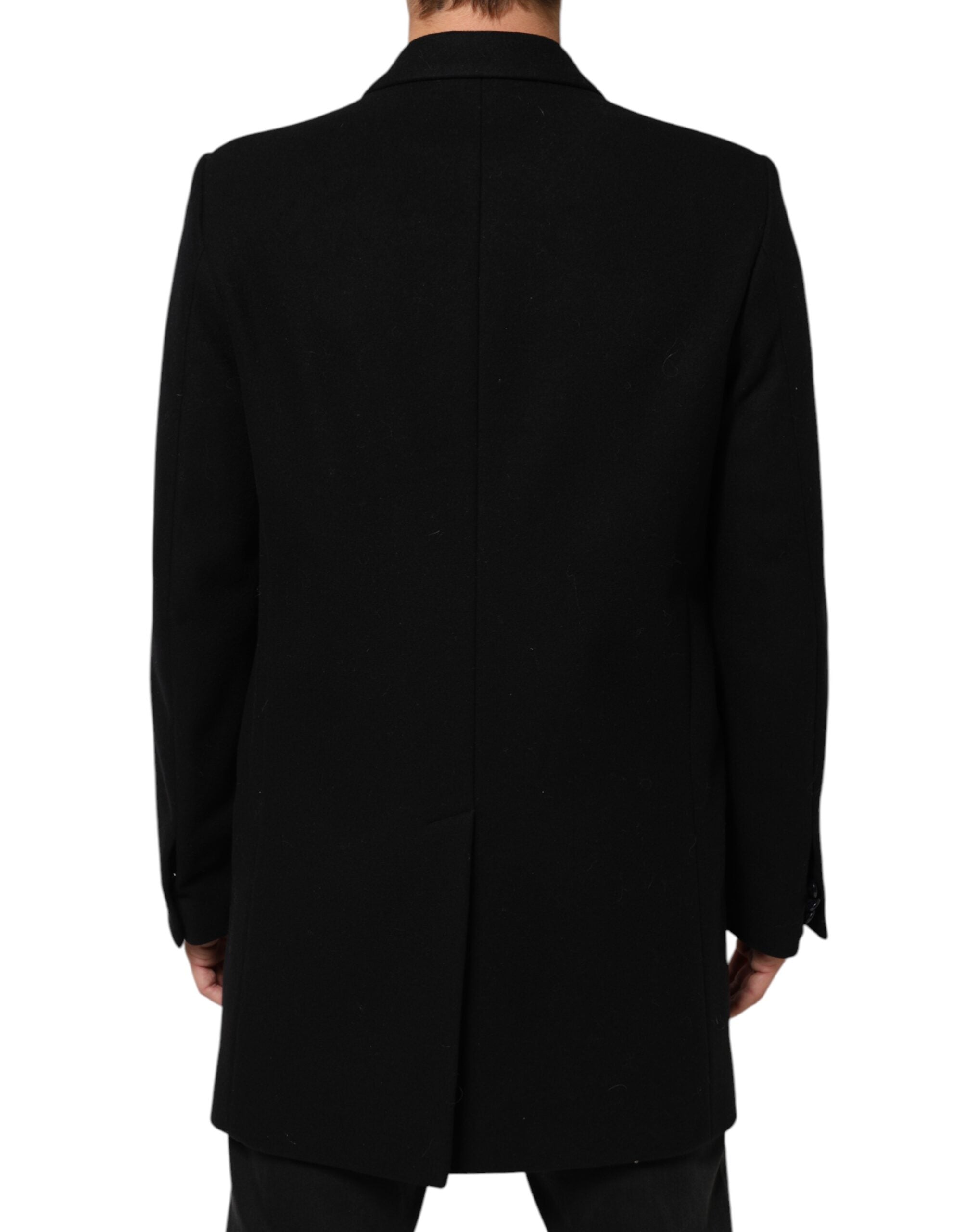 Dolce & Gabbana Black Wool Buttoned Men Trench Coat Men's Jacket (Pre-Owned)