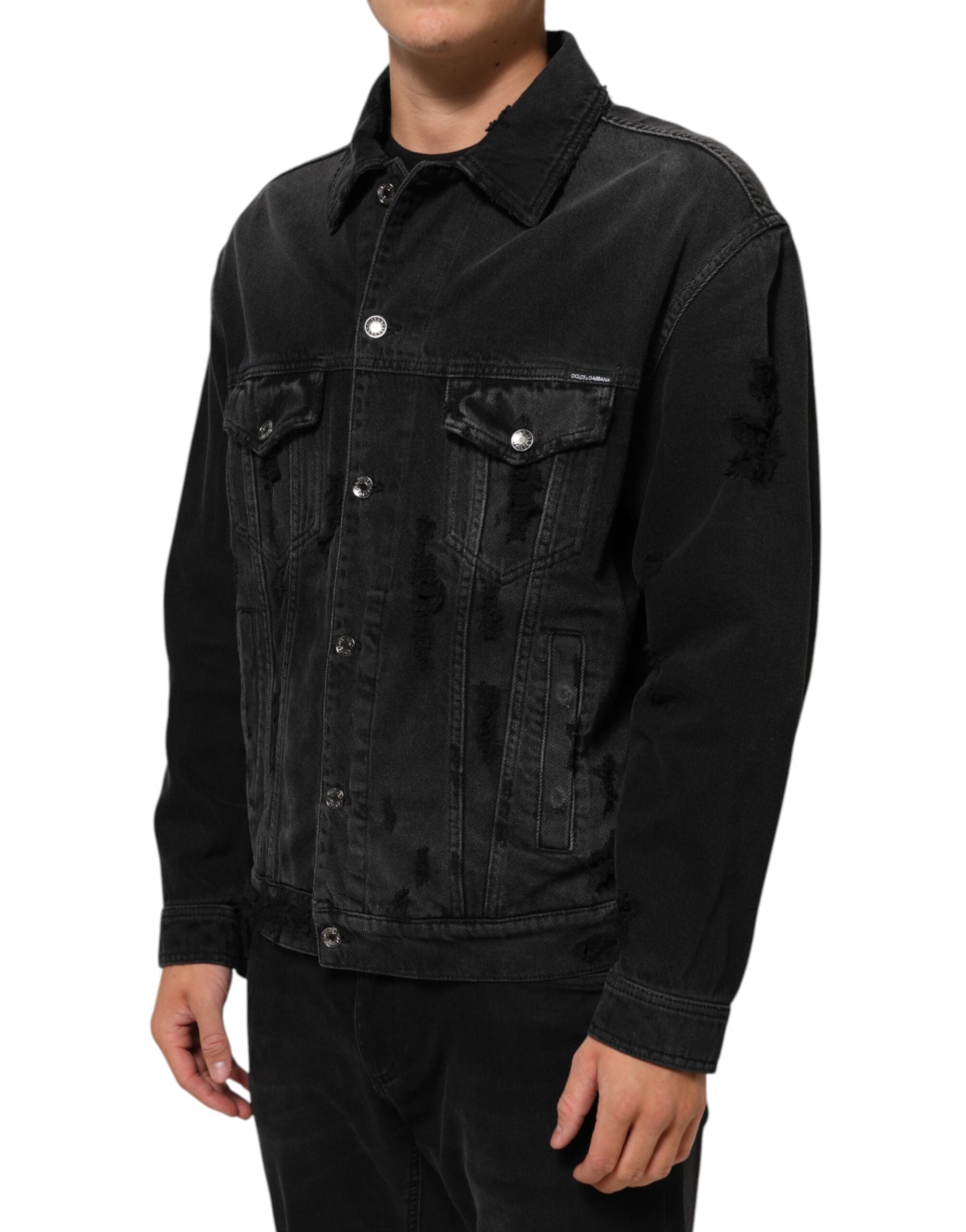 Dolce & Gabbana Black Cotton Stretch Denim Blouson Men's Jacket