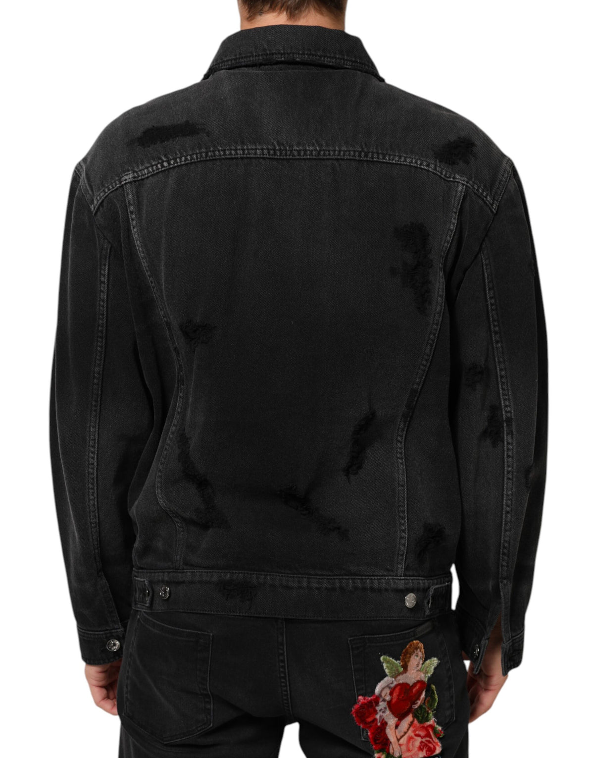 Dolce & Gabbana Black Cotton Stretch Denim Blouson Men's Jacket