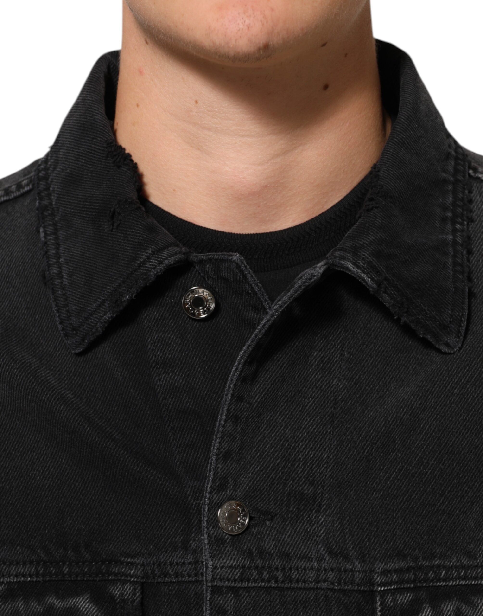 Dolce & Gabbana Black Cotton Stretch Denim Blouson Men's Jacket