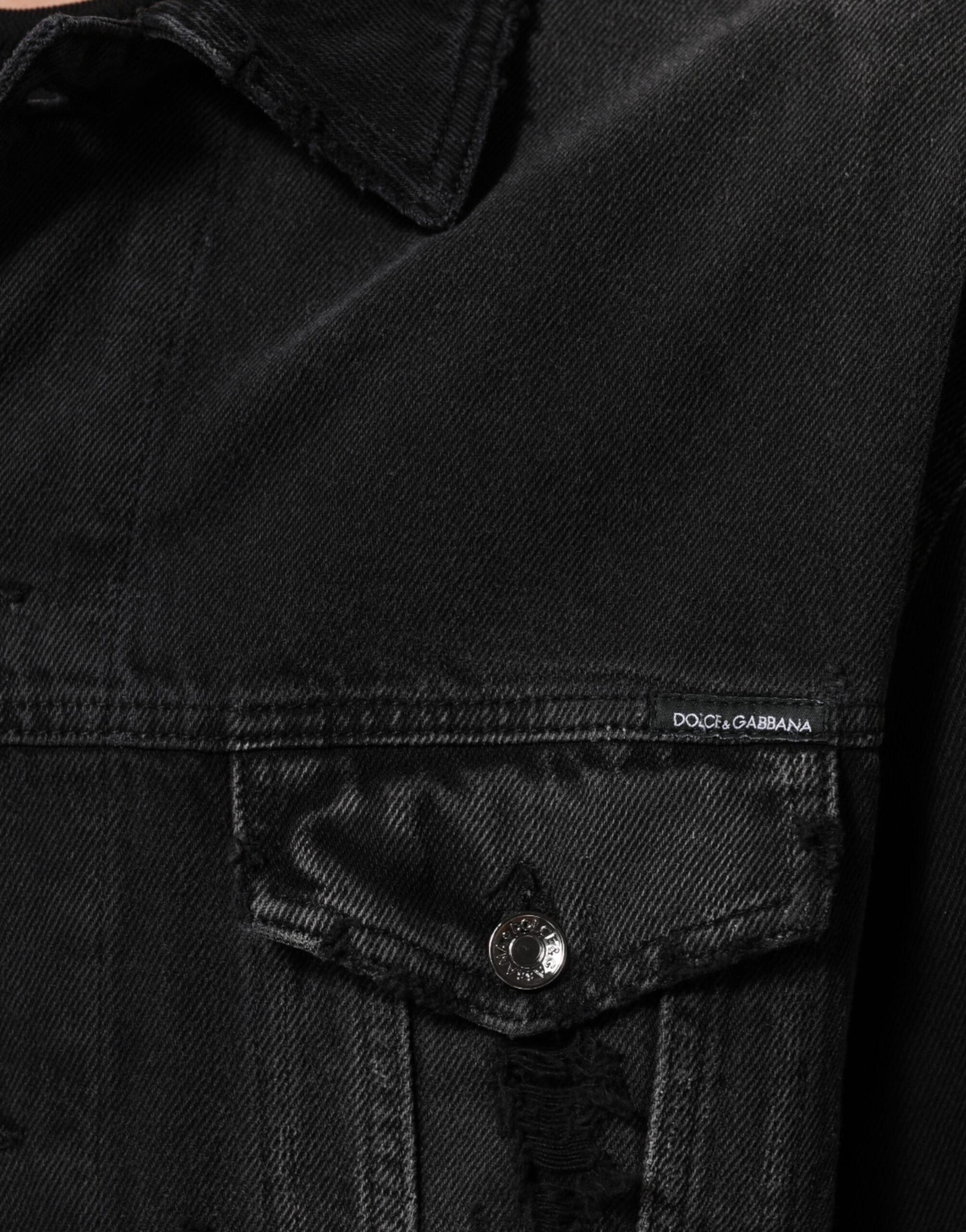 Dolce & Gabbana Black Cotton Stretch Denim Blouson Men's Jacket