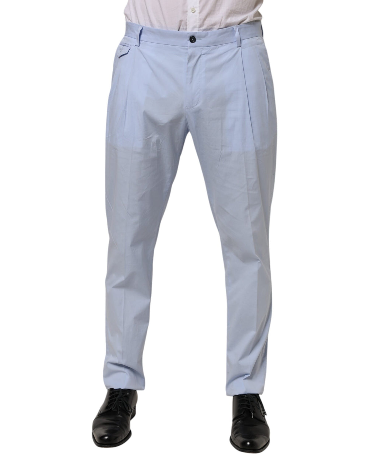 Dolce & Gabbana Light Blue Cotton Stretch Tapered Men Trouser Men's Pants (Pre-Owned)