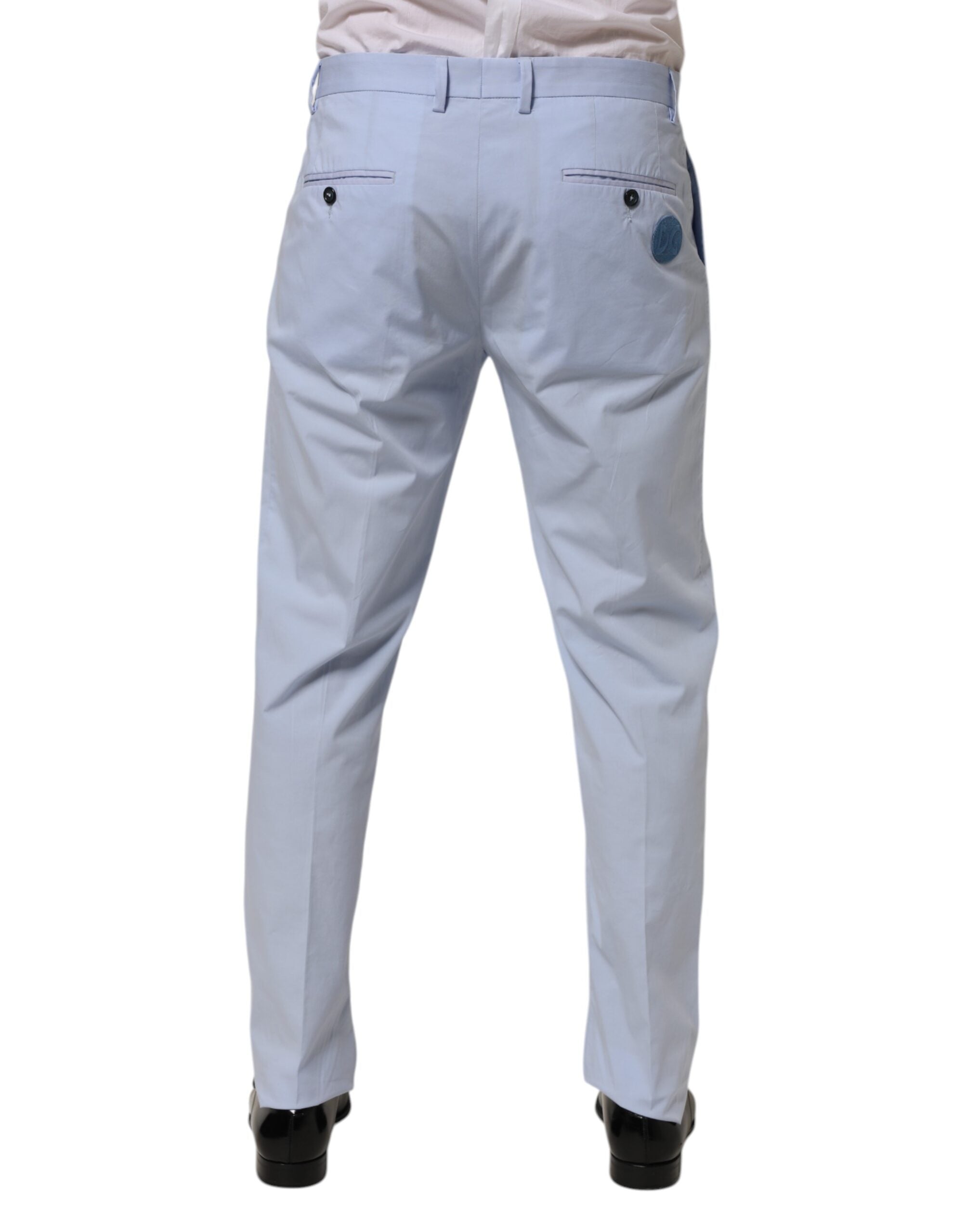 Dolce & Gabbana Light Blue Cotton Stretch Tapered Men Trouser Men's Pants (Pre-Owned)