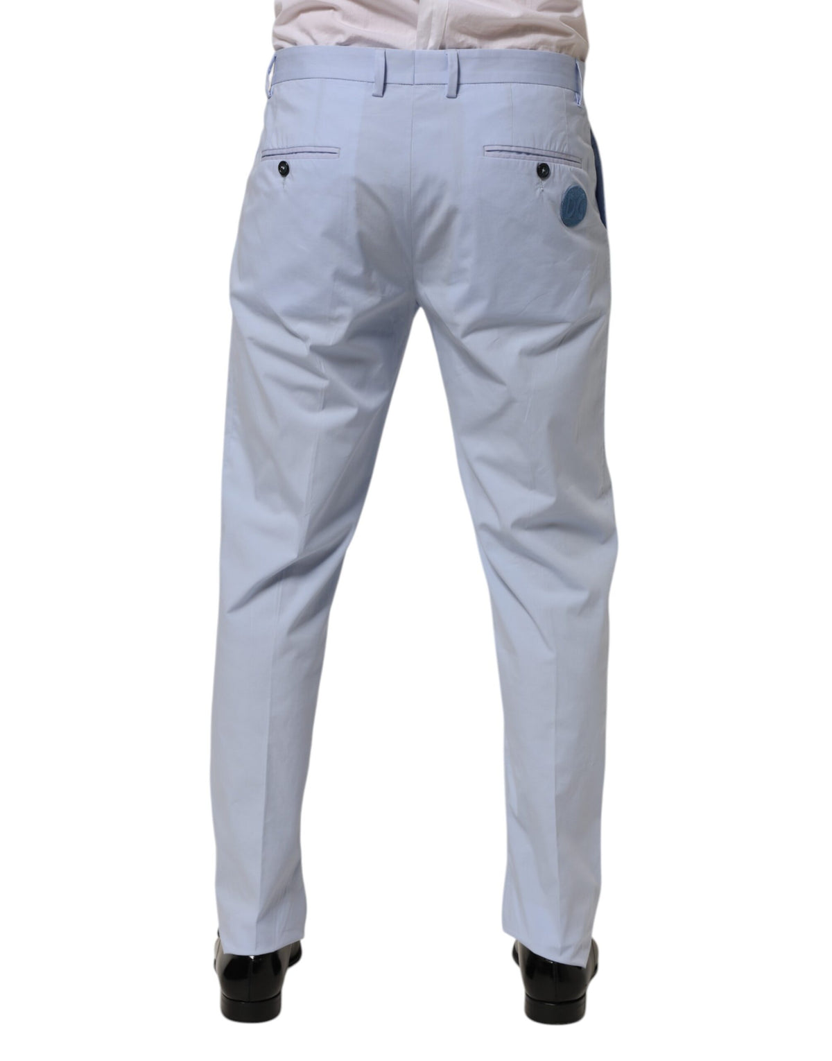 Dolce & Gabbana Light Blue Cotton Stretch Tapered Men Trouser Men's Pants (Pre-Owned)