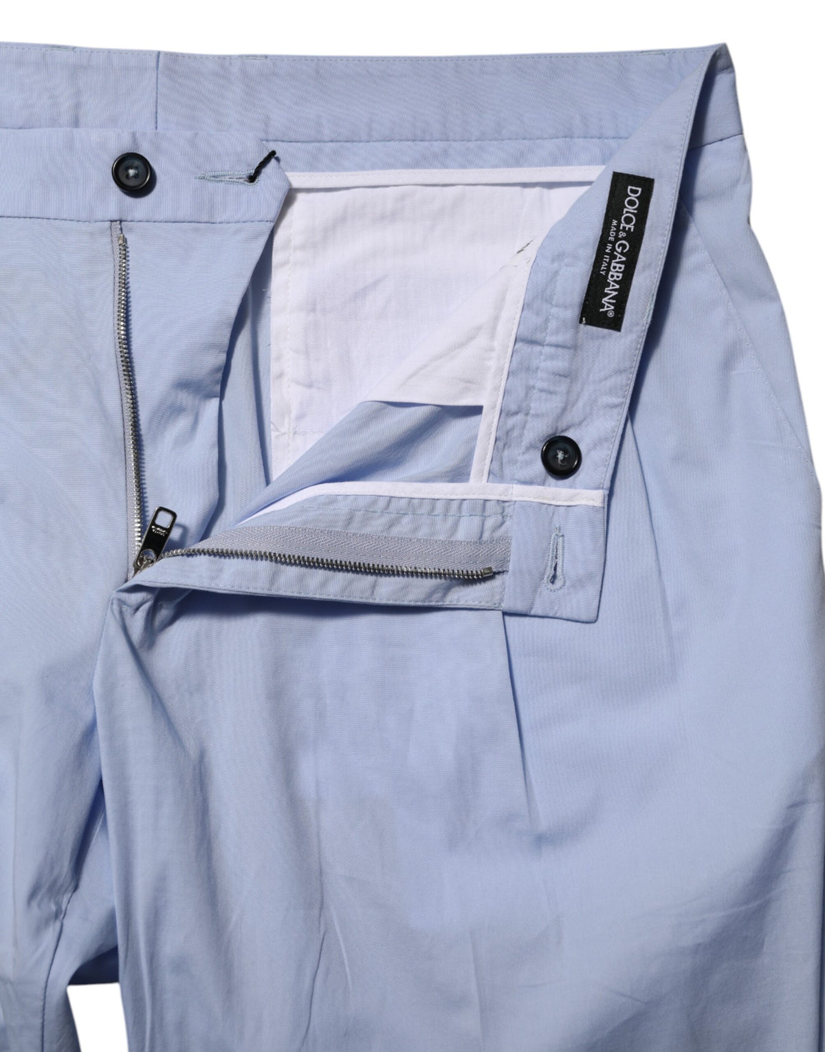 Dolce & Gabbana Light Blue Cotton Stretch Tapered Men Trouser Men's Pants (Pre-Owned)