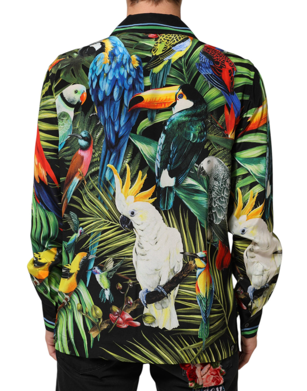 Dolce & Gabbana Multicolor Parrot Print Lounge Casual Men's Shirt