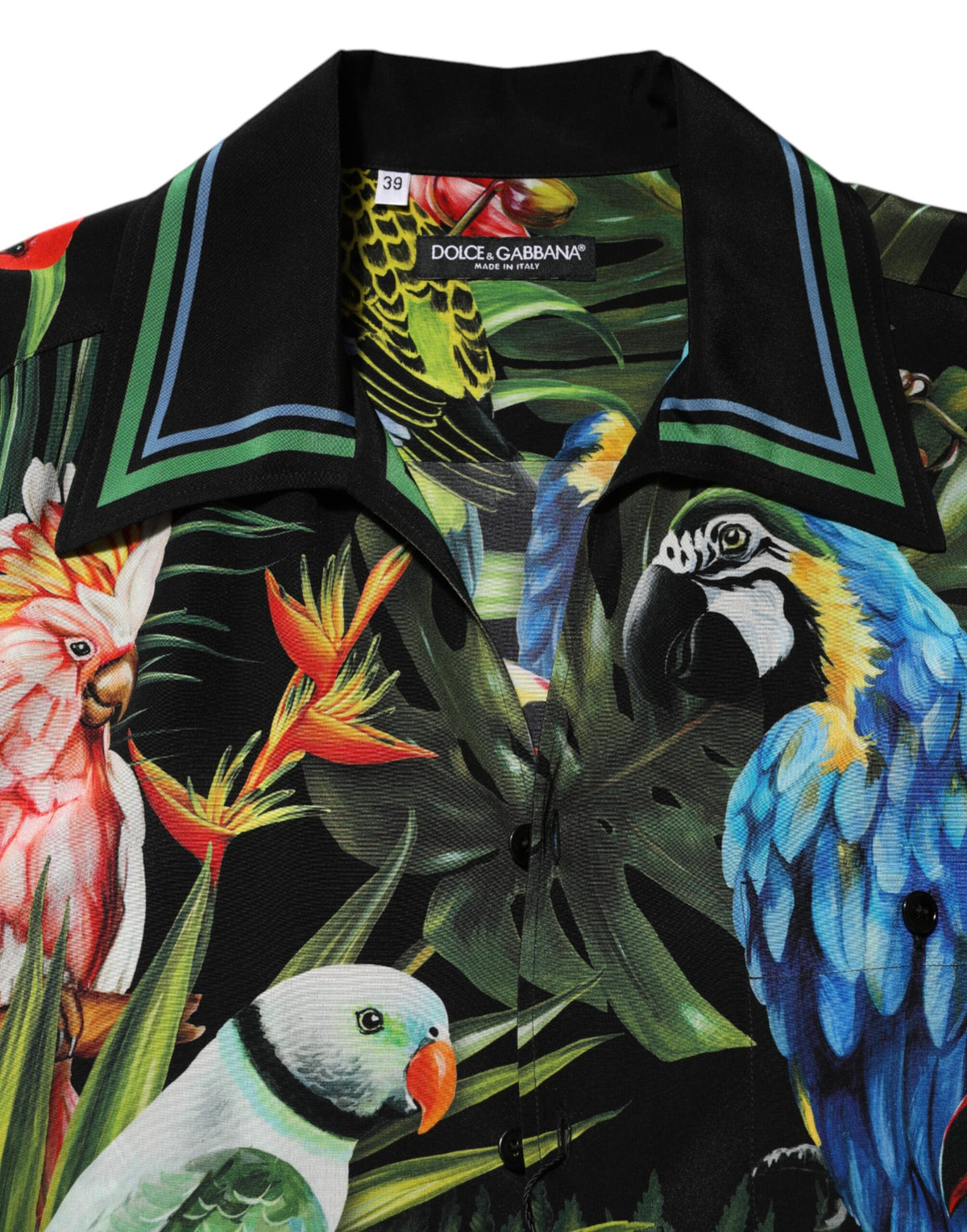 Dolce & Gabbana Multicolor Parrot Print Lounge Casual Men's Shirt