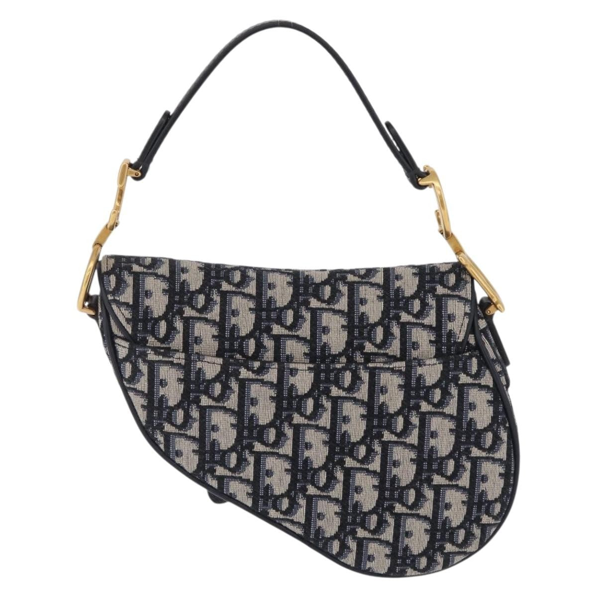 Christian Dior Saddle Oblique Canvas Navy Canvas Handbag (Pre-Owned)