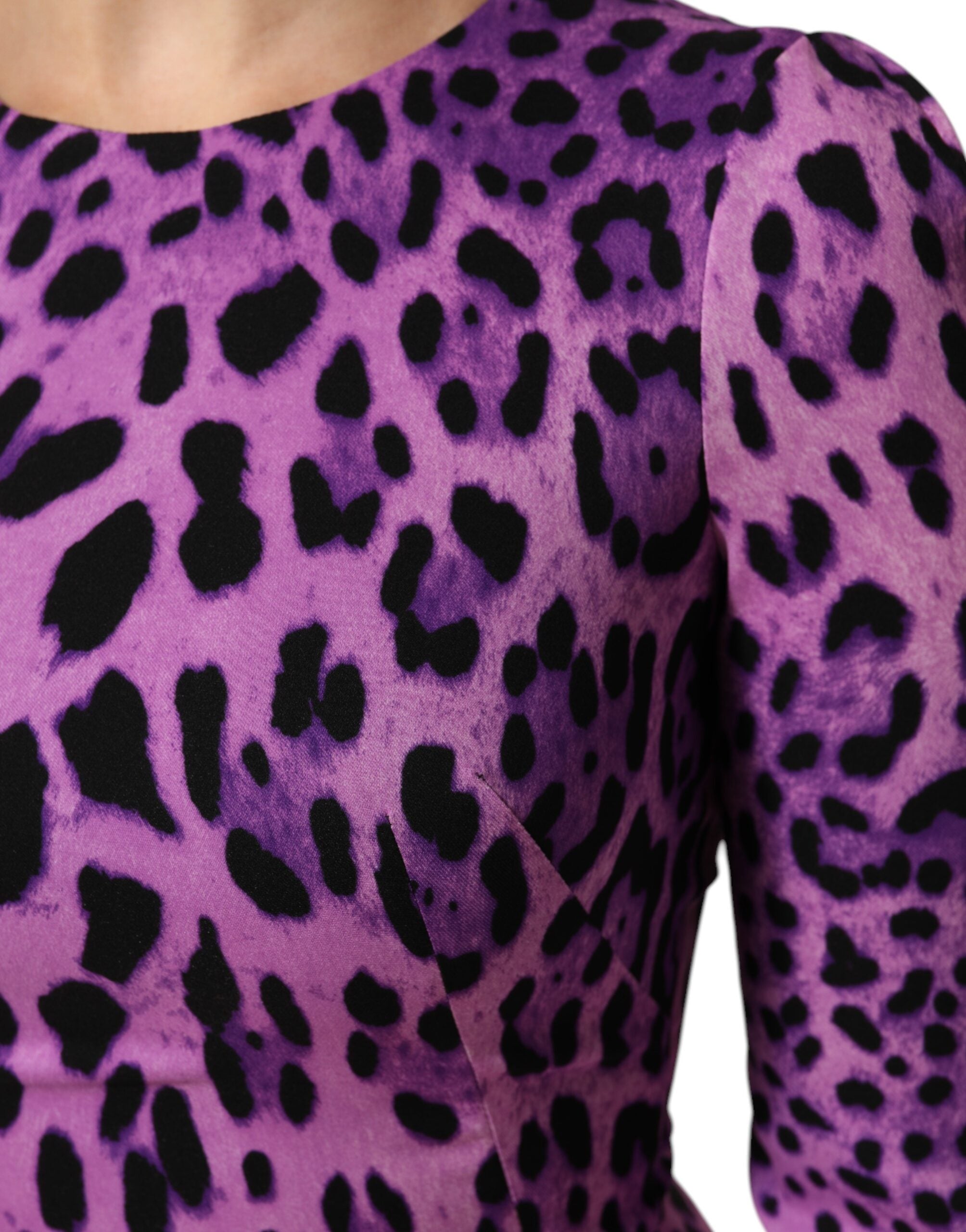 Dolce & Gabbana Violet Leopard Sheath Bodycon Mini Women's Dress