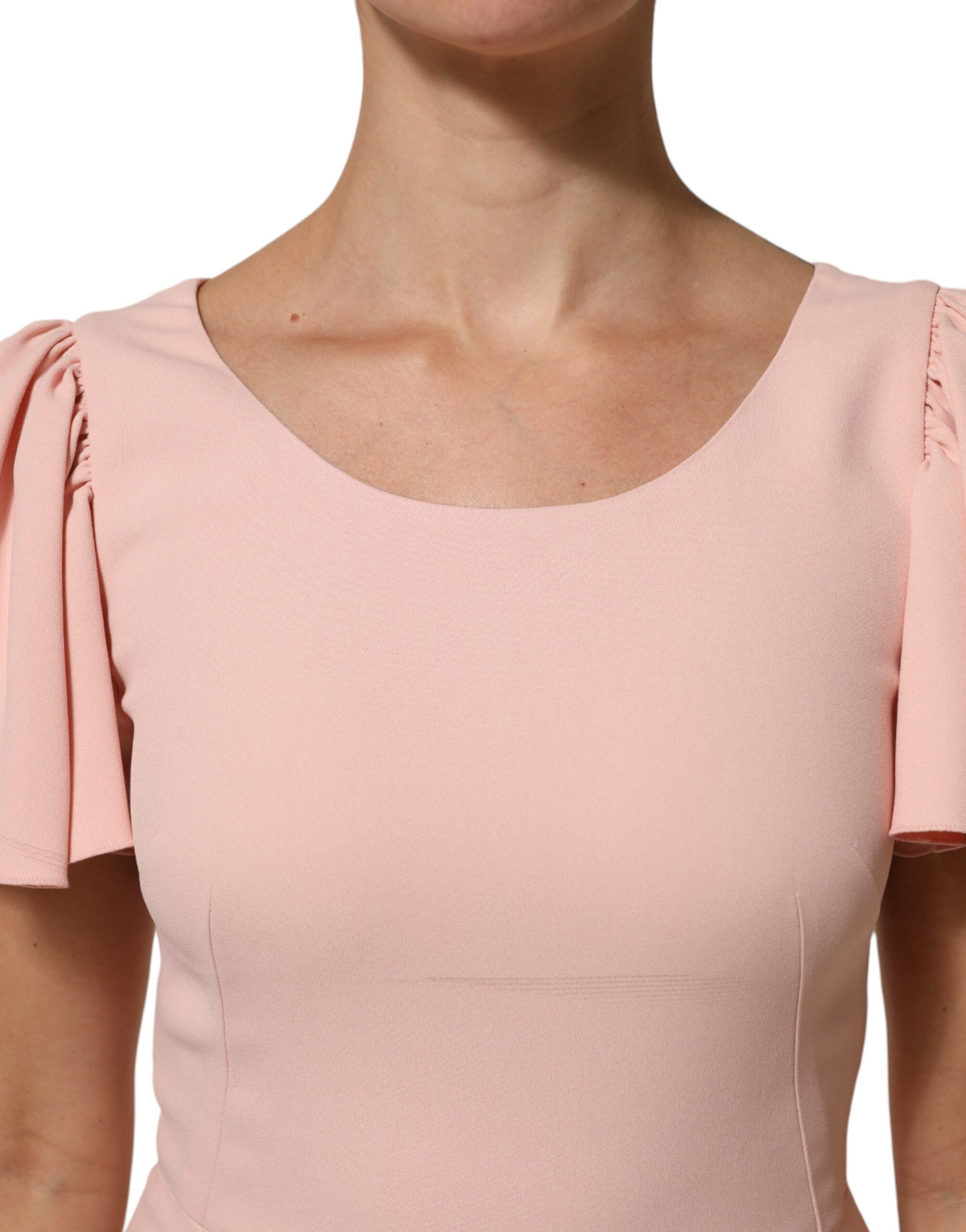 Dolce & Gabbana Pink Viscose Short Sleeves Sheath Midi Women's Dress