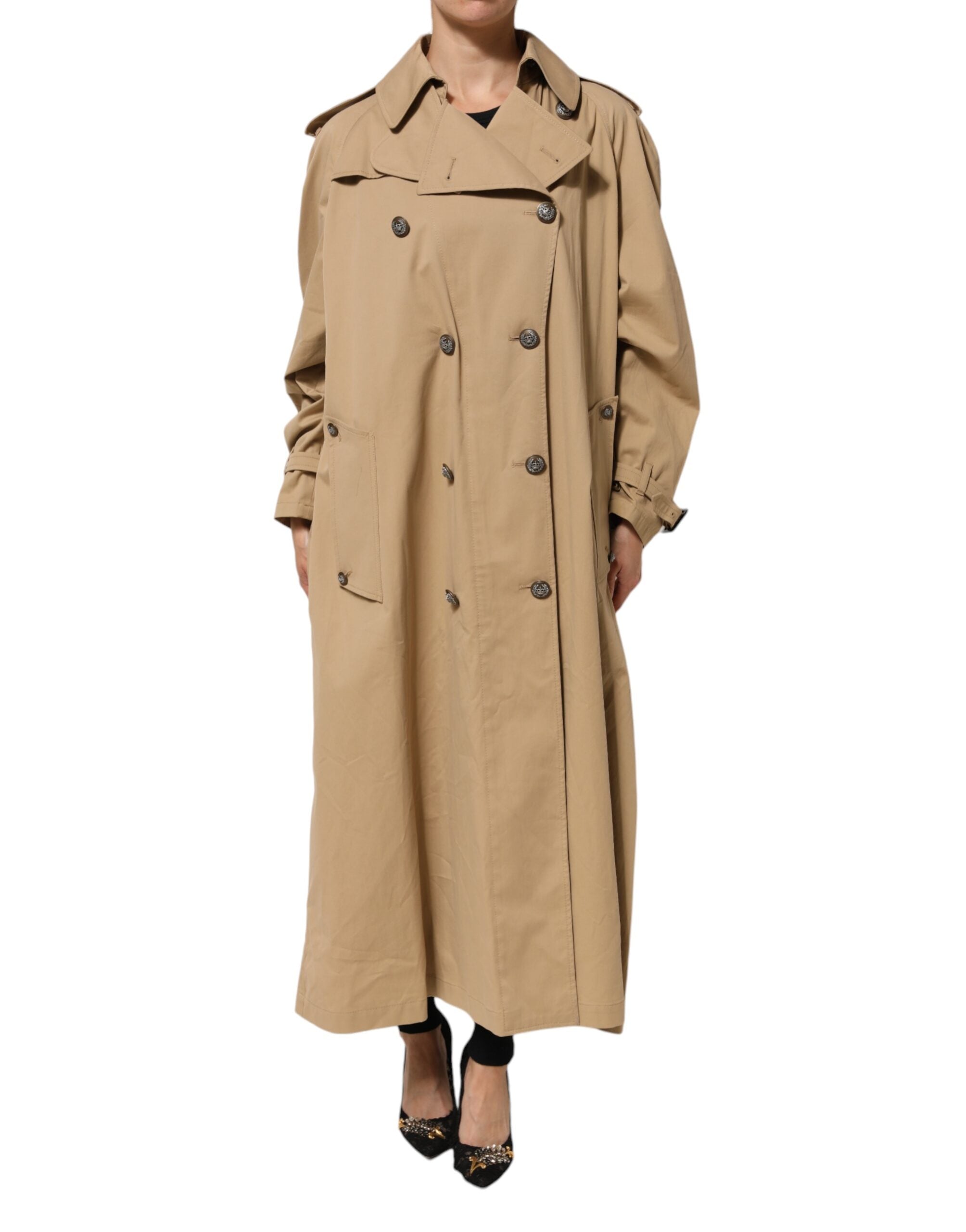 Dolce & Gabbana Khaki Double Breasted Trench Coat Women's Jacket (Pre-Owned)