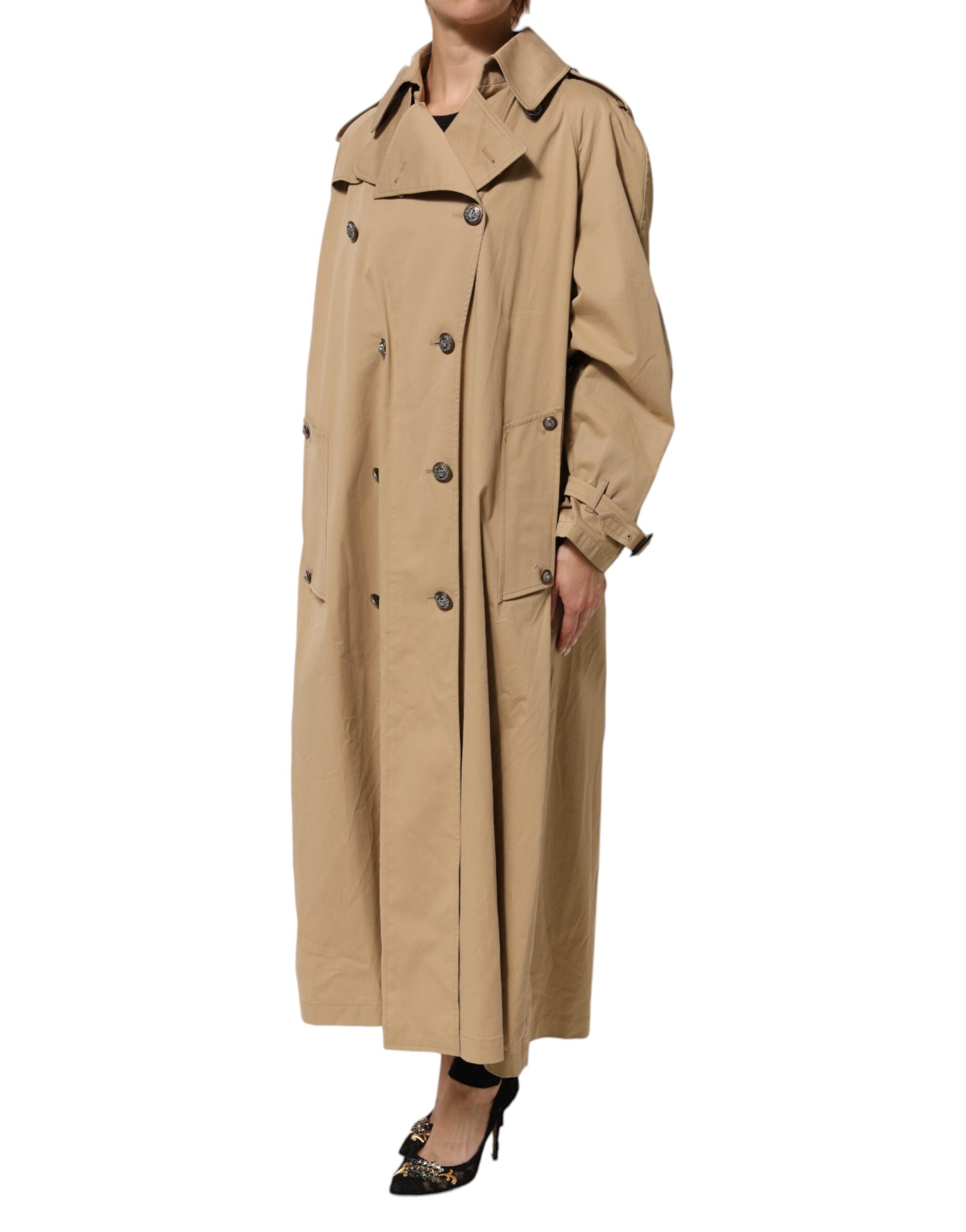 Dolce & Gabbana Khaki Double Breasted Trench Coat Women's Jacket (Pre-Owned)