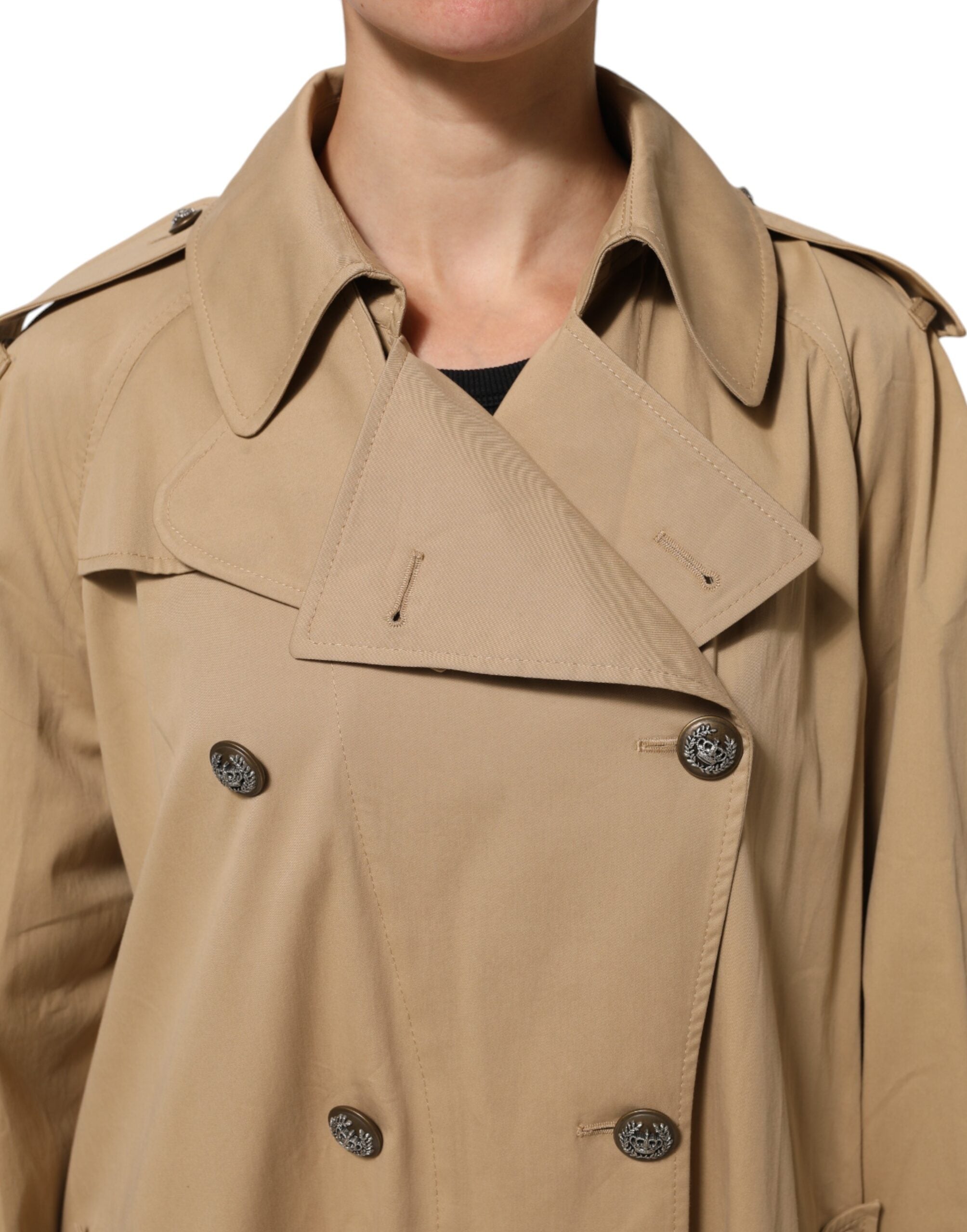 Dolce & Gabbana Khaki Double Breasted Trench Coat Women's Jacket (Pre-Owned)