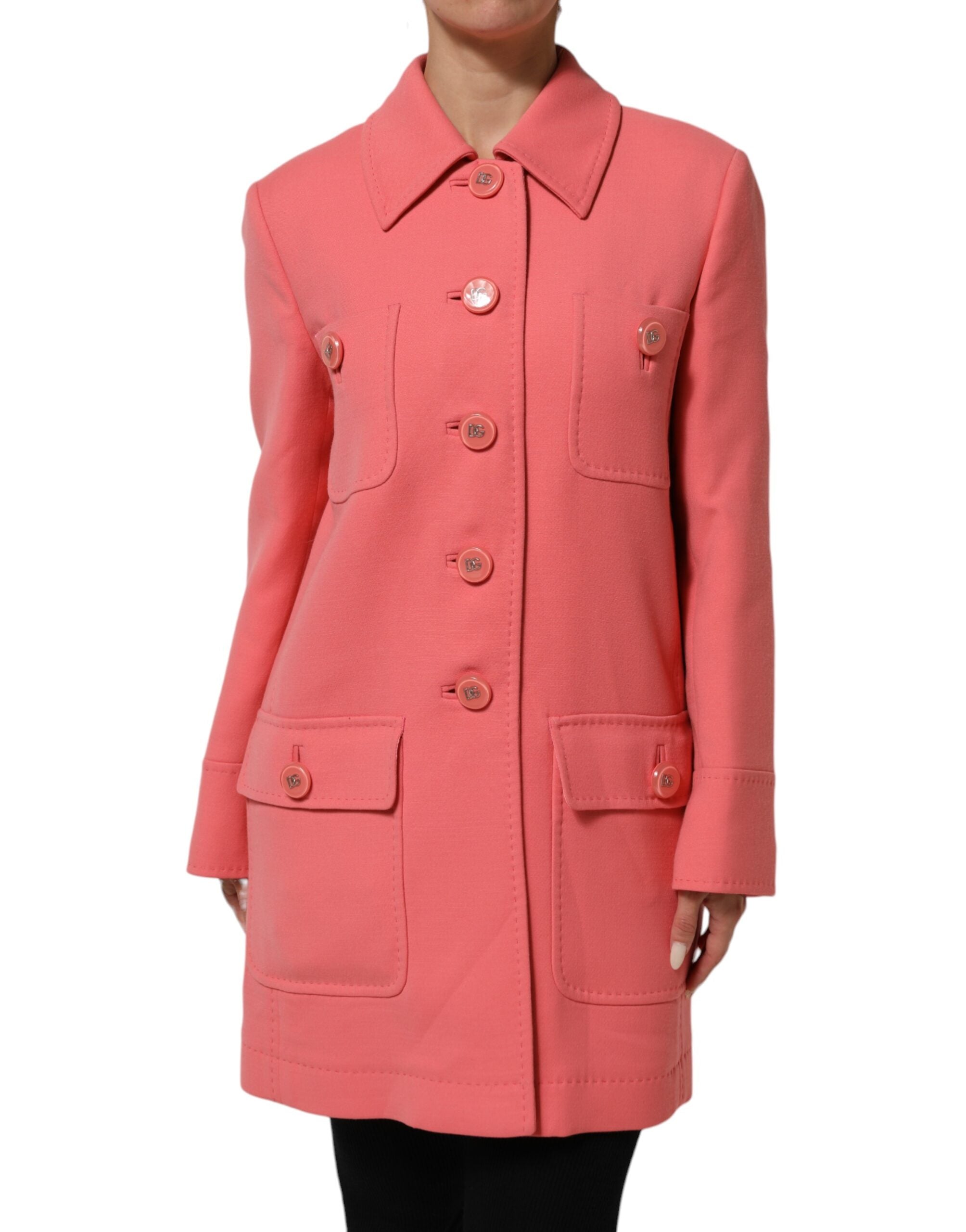 Dolce & Gabbana Pink Buttoned Down Trench Coat Women's Jacket (Pre-Owned)