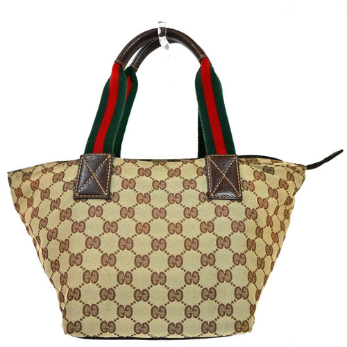 Gucci Sherry Beige Canvas Handbag (Pre-Owned)