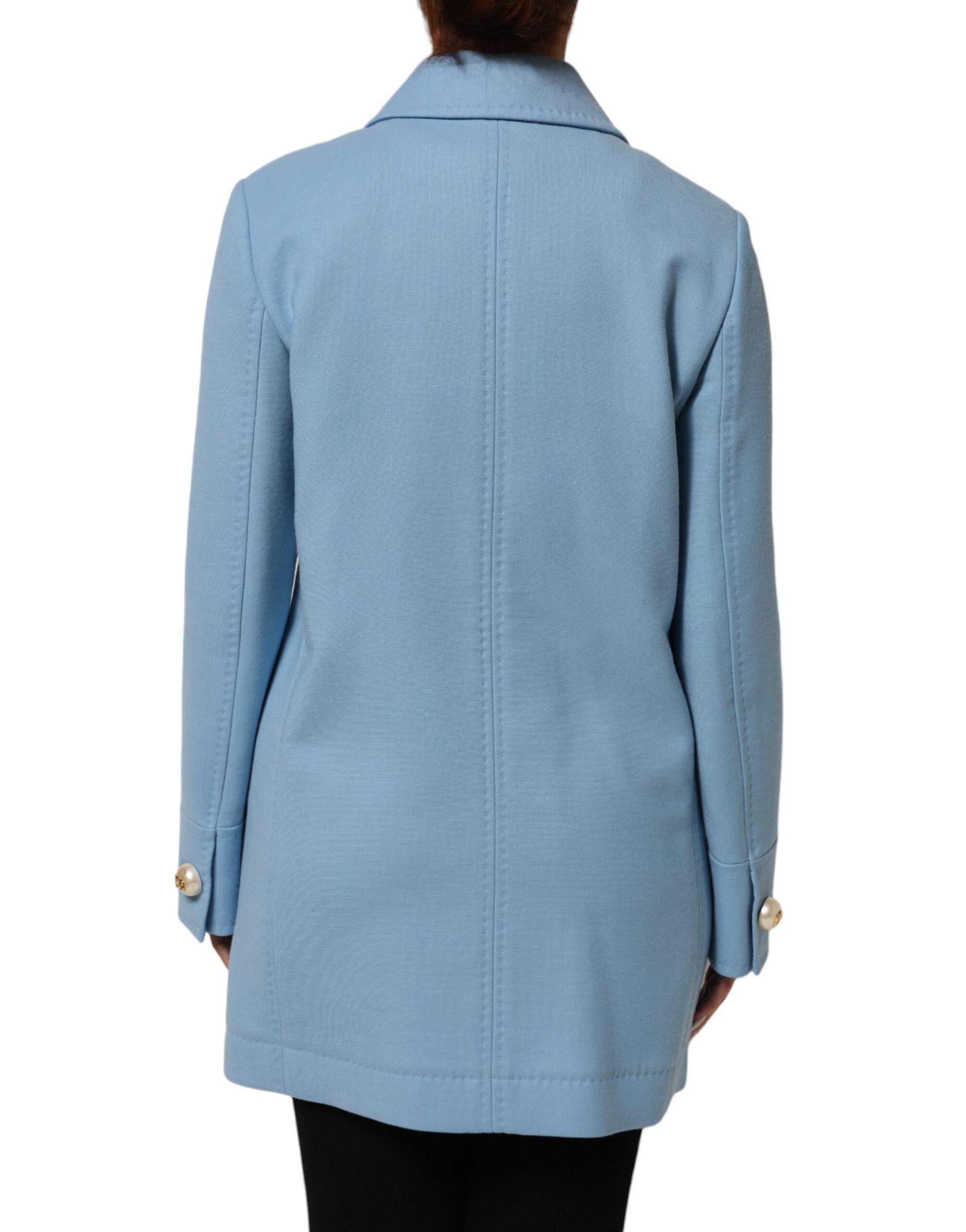 Dolce & Gabbana Blue Buttoned Down Trench Coat Women's Jacket