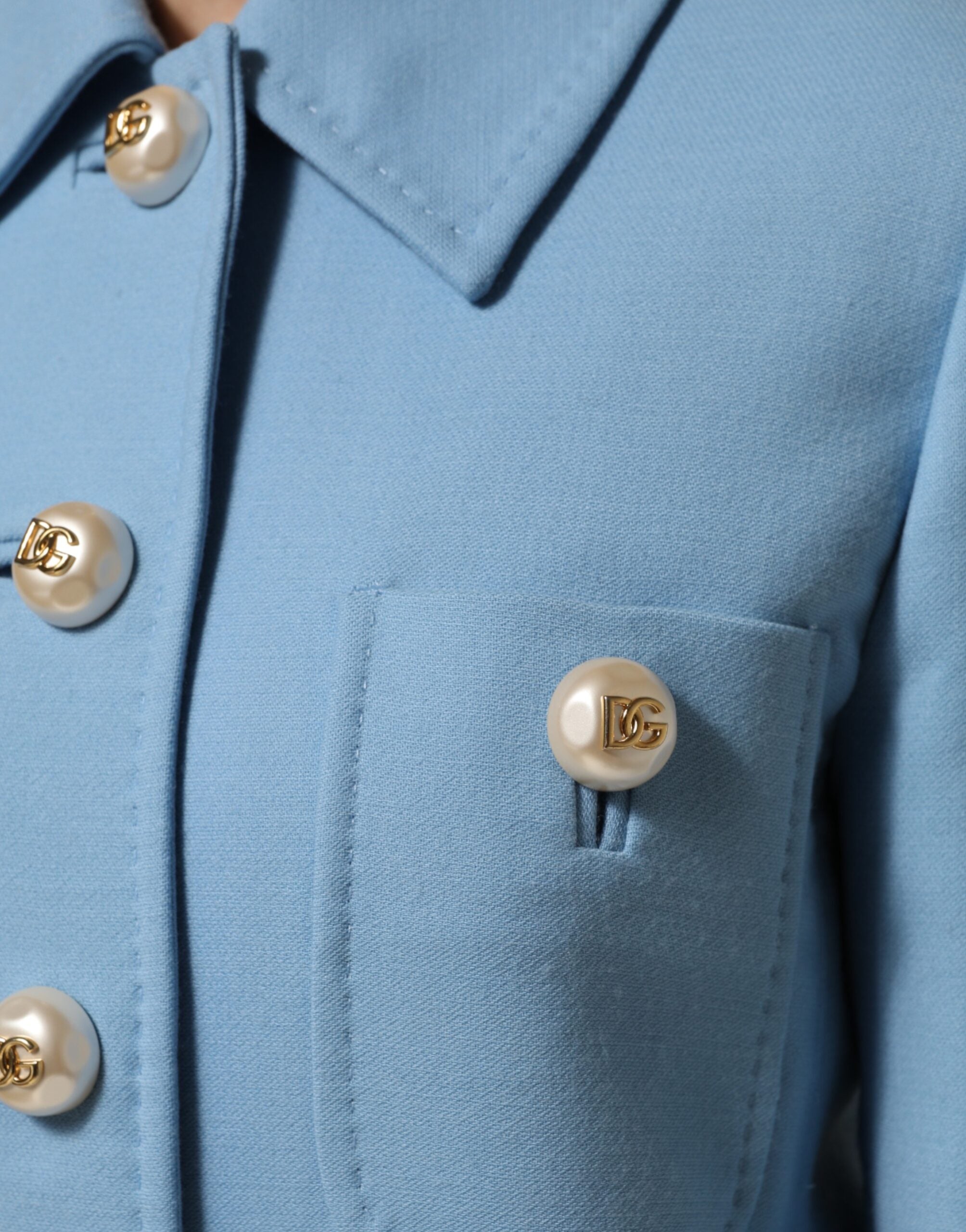 Dolce & Gabbana Blue Buttoned Down Trench Coat Women's Jacket