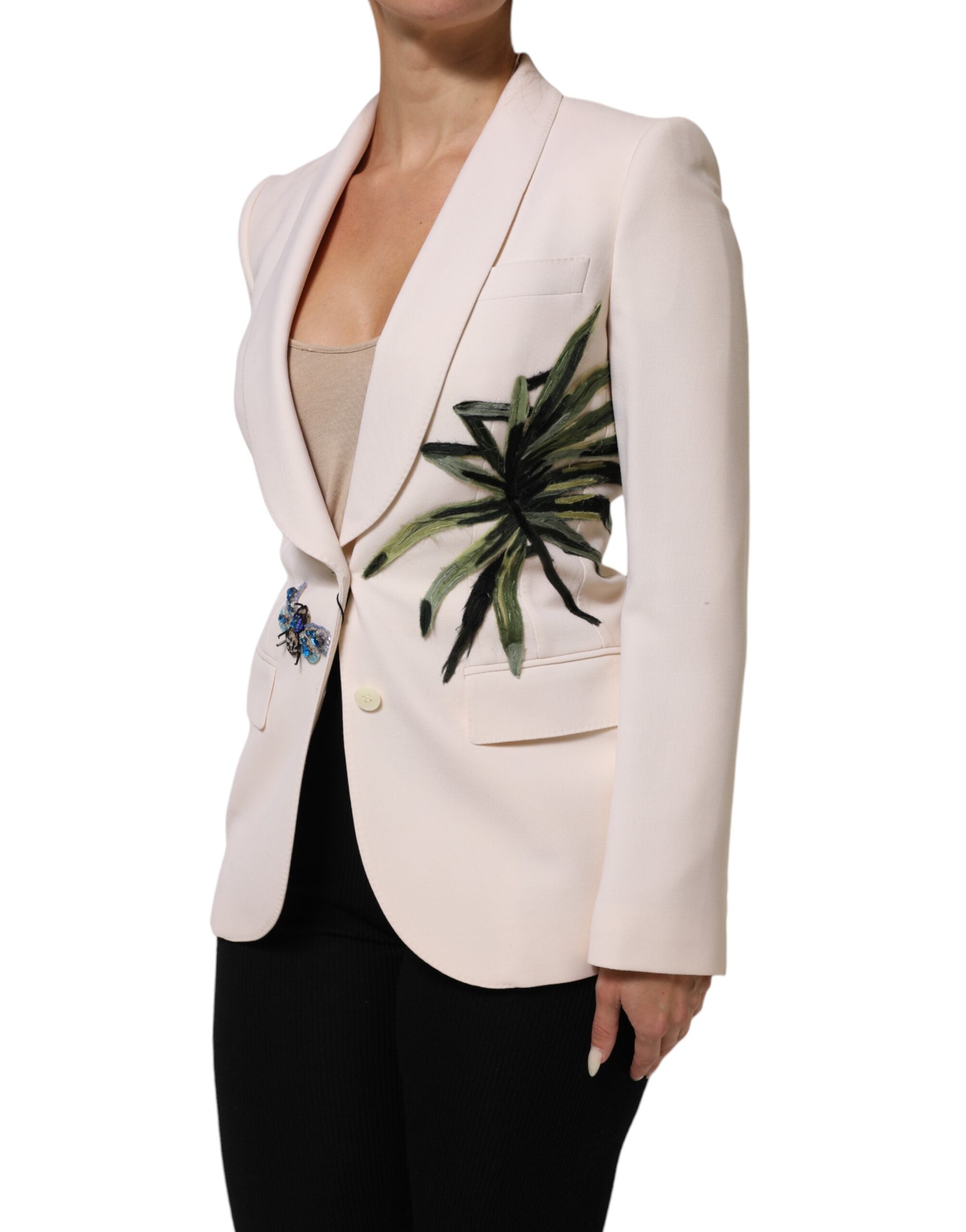 Dolce & Gabbana Beige Embroidered Single Breasted Women's Jacket